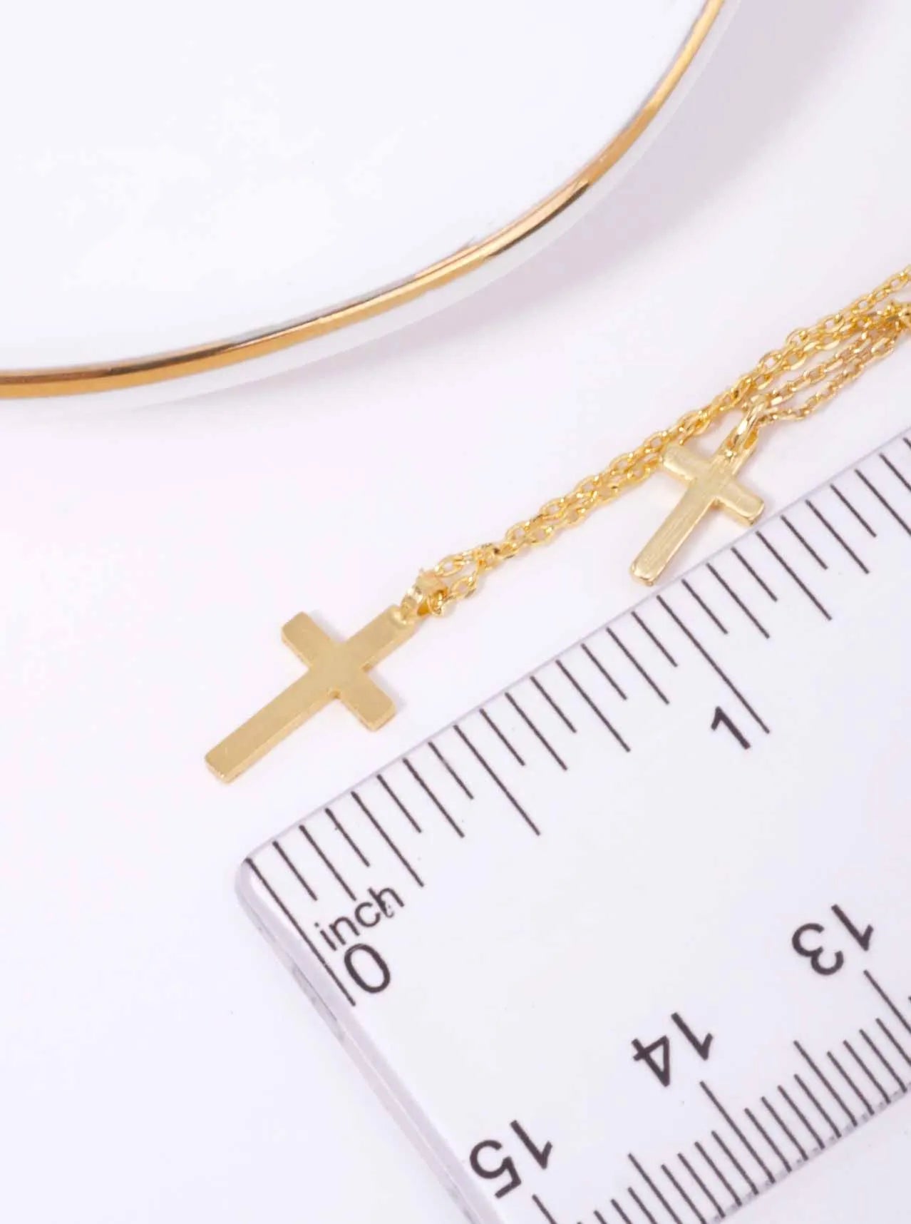 Cross Pendant 18K-Gold-Dipped Layered Necklace