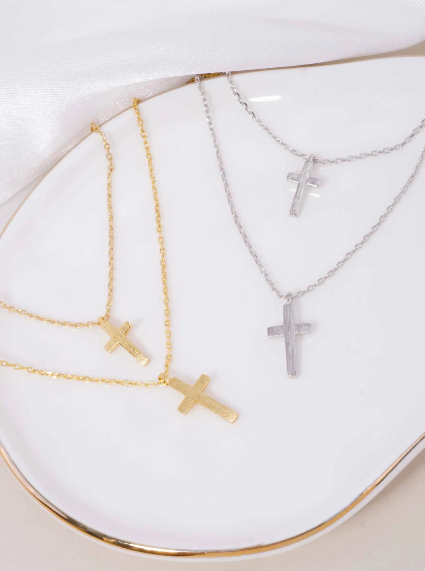 Cross Pendant 18K-Gold-Dipped Layered Necklace
