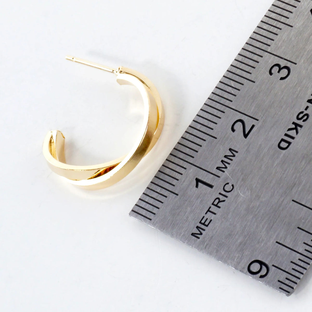 Crossover Design 14K-Gold-Dipped 20mm Brass Open Hoop Earrings
