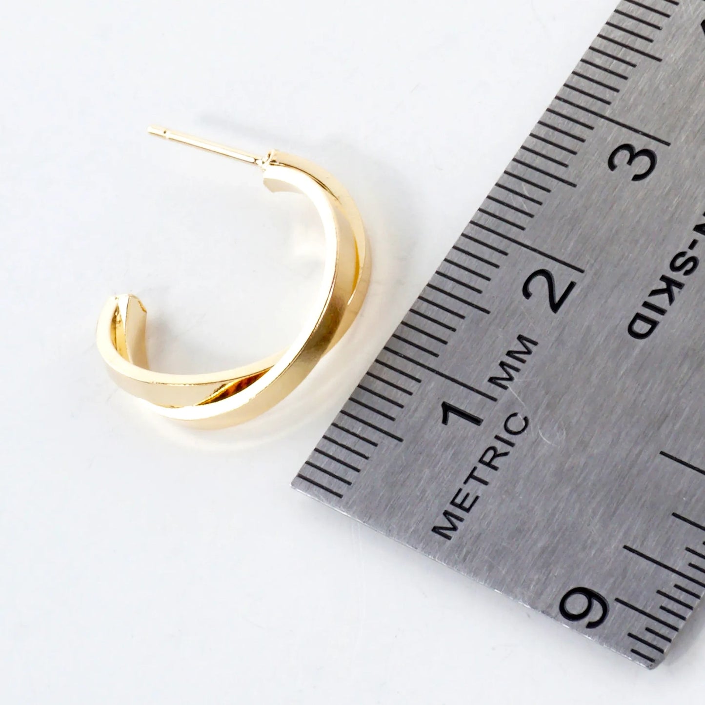 Crossover Design 14K-Gold-Dipped 20mm Brass Open Hoop Earrings
