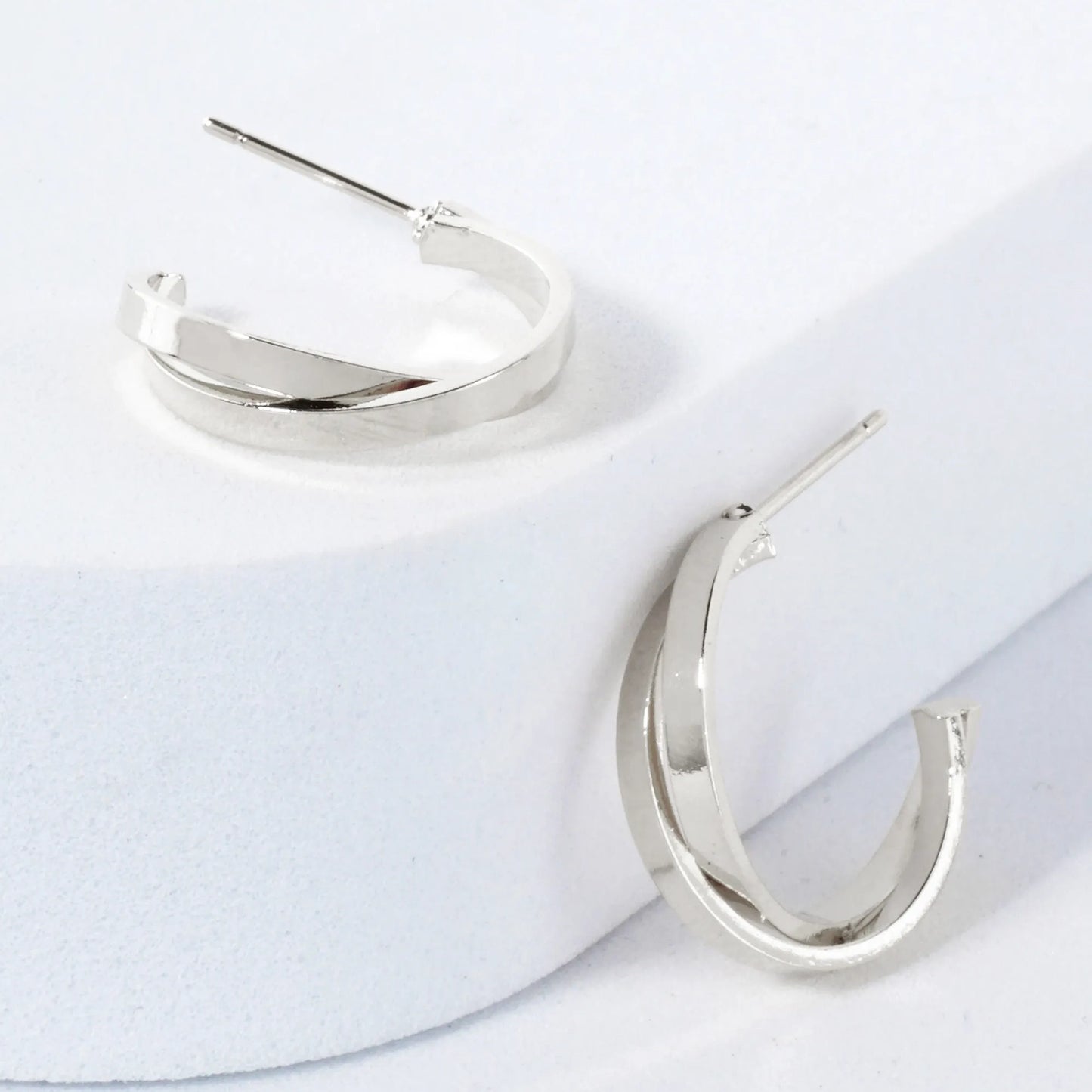 Crossover Design 14K-Gold-Dipped 20mm Brass Open Hoop Earrings
