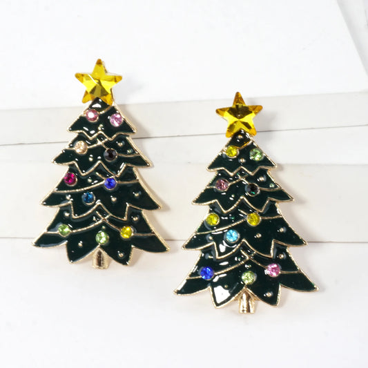 Crystal Christmas Tree Earrings With Star Topper