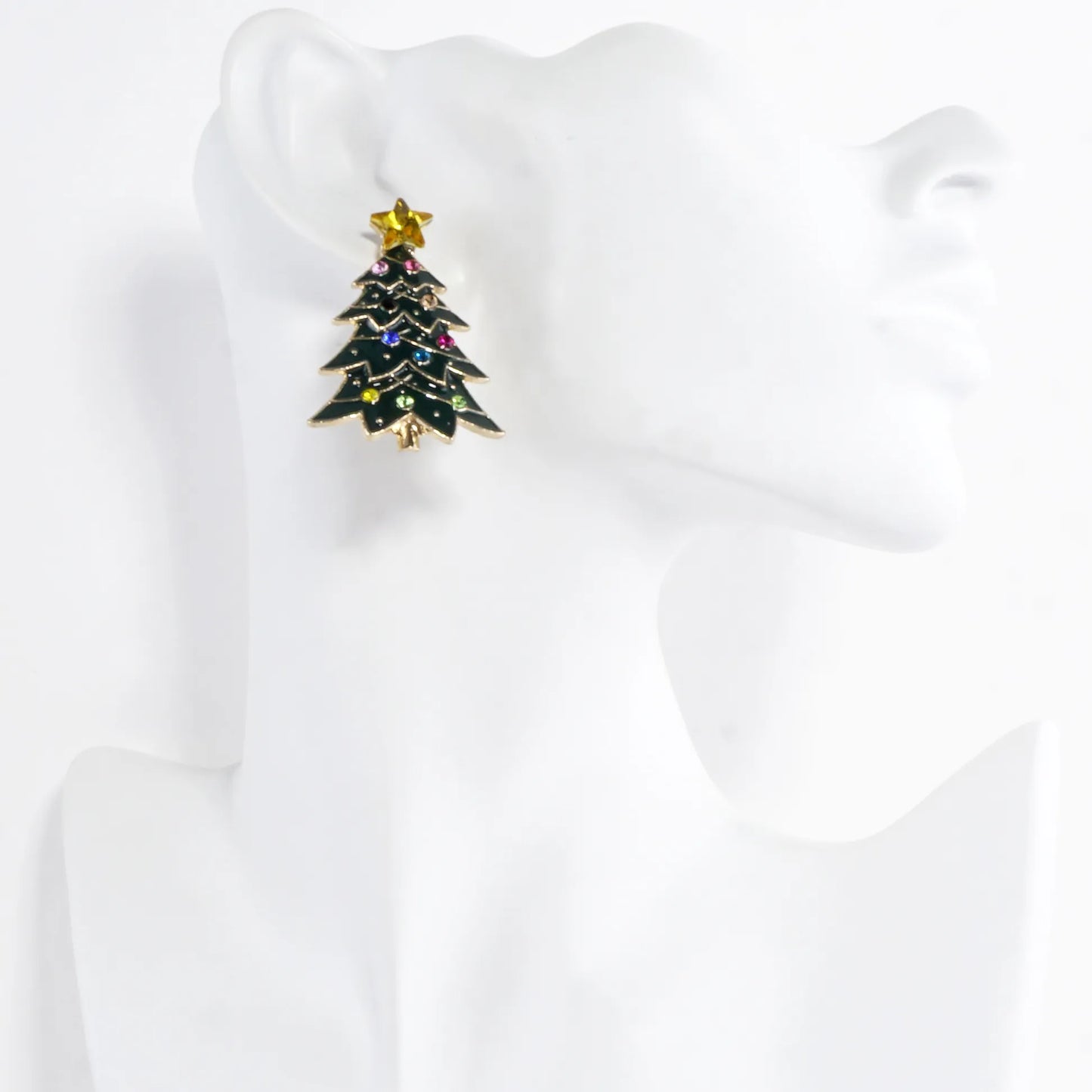 Crystal Christmas Tree Earrings With Star Topper