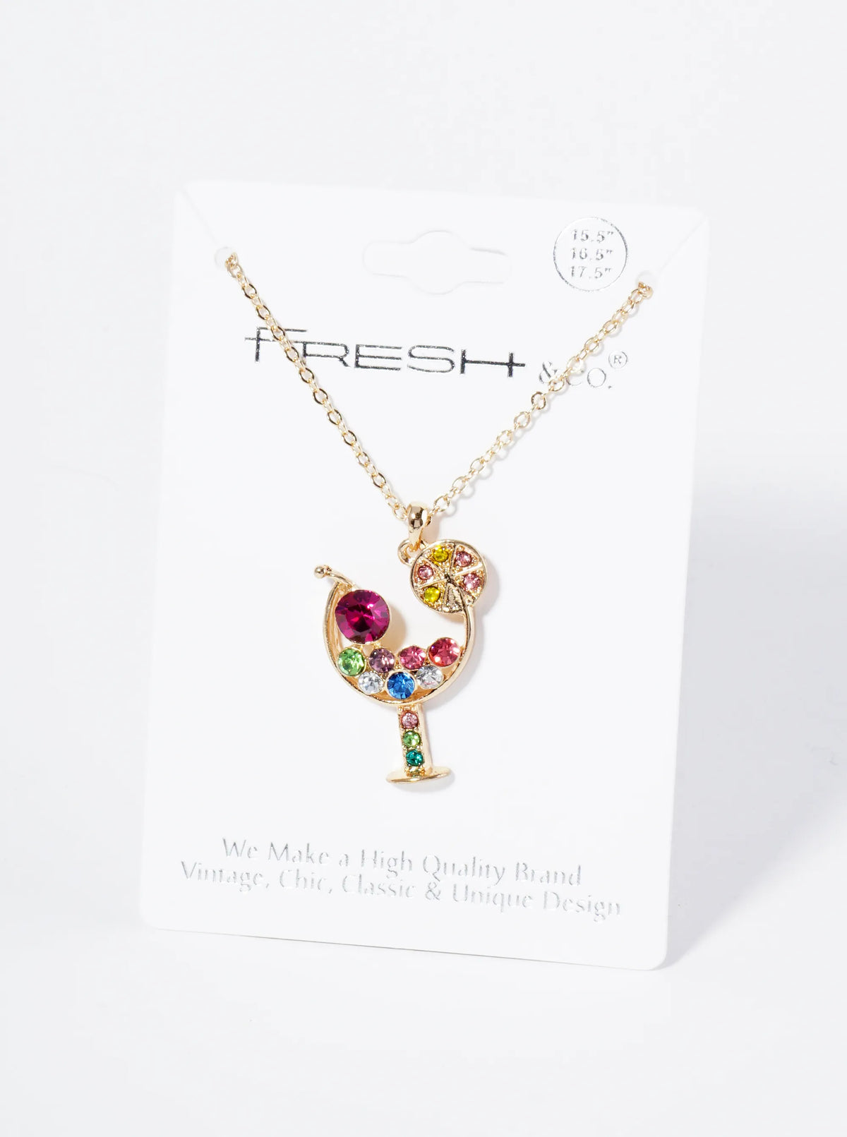 Crystal Cocktail Glass Pendant Necklace