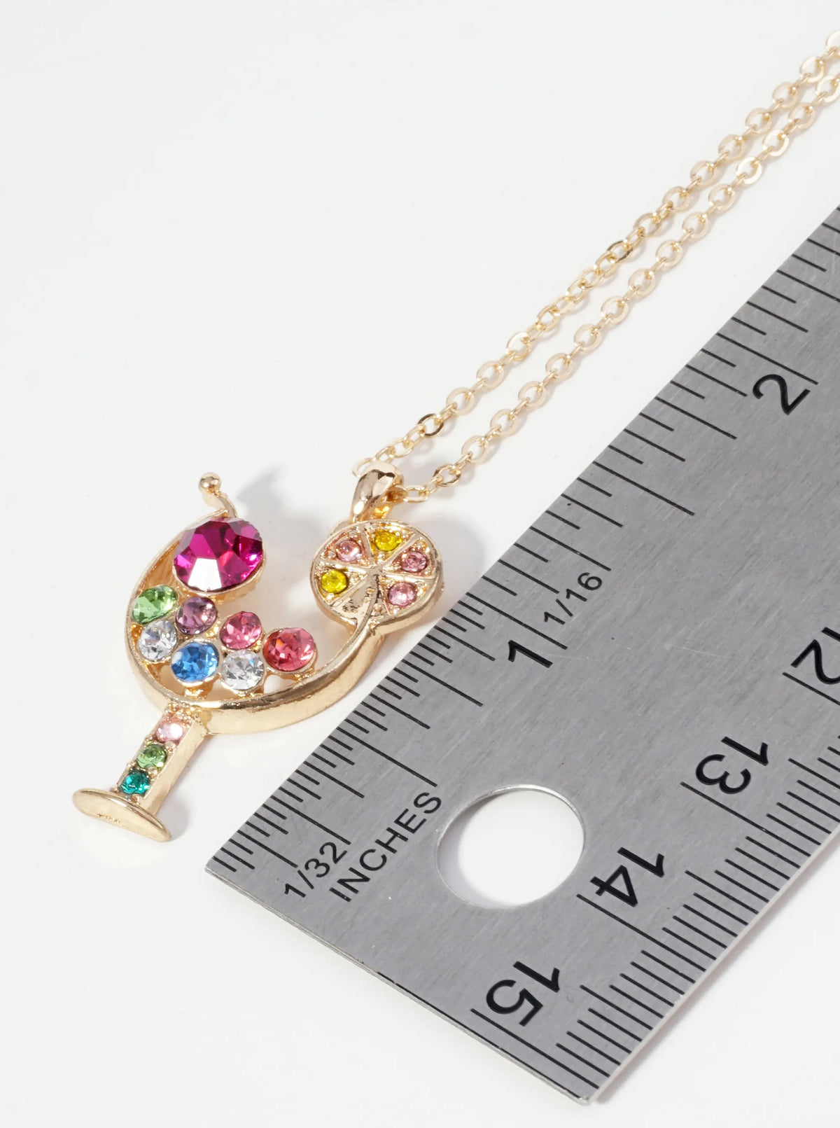 Crystal Cocktail Glass Pendant Necklace