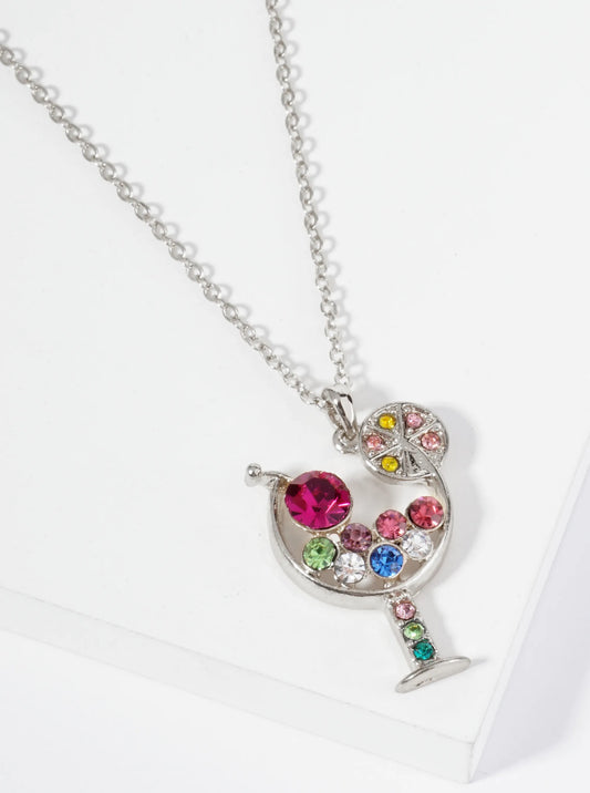 Crystal Cocktail Glass Pendant Necklace