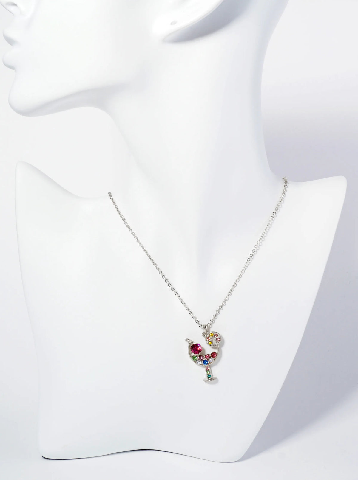 Crystal Cocktail Glass Pendant Necklace