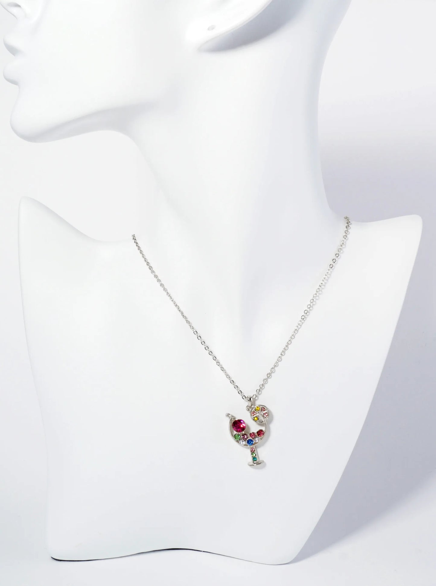 Crystal Cocktail Glass Pendant Necklace