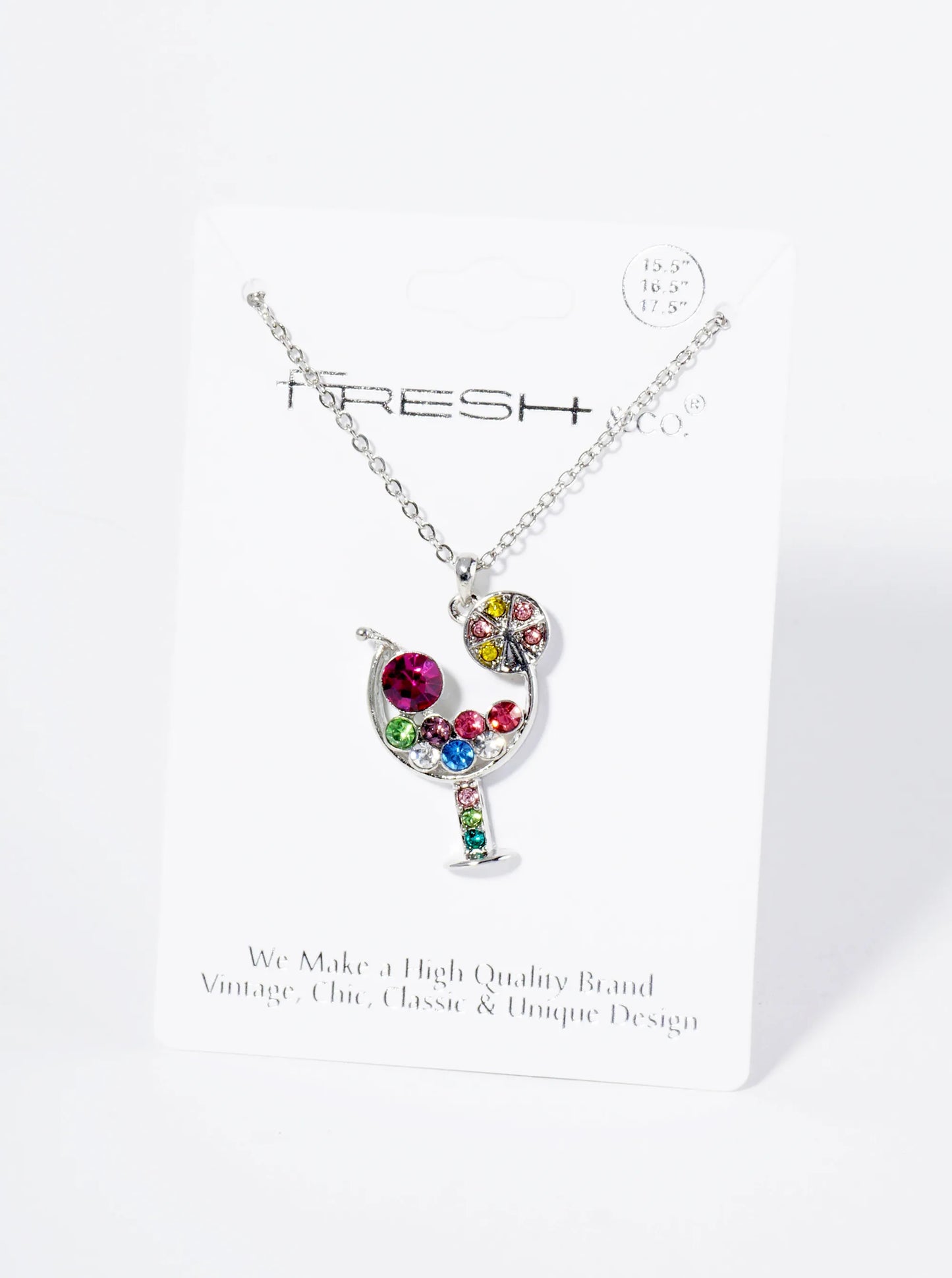 Crystal Cocktail Glass Pendant Necklace