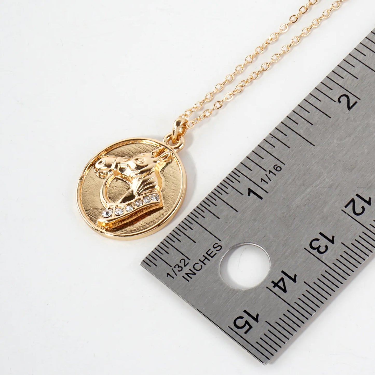 Crystal Detail Horse Medallion Necklace