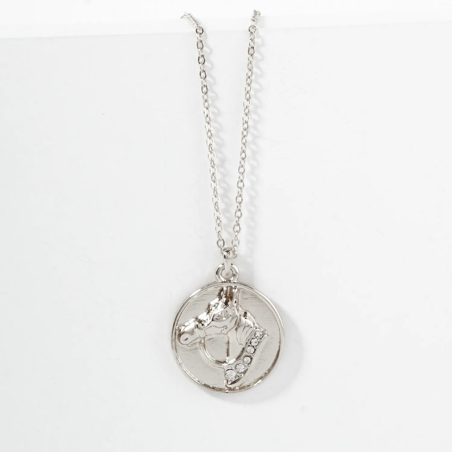 Crystal Detail Horse Medallion Necklace