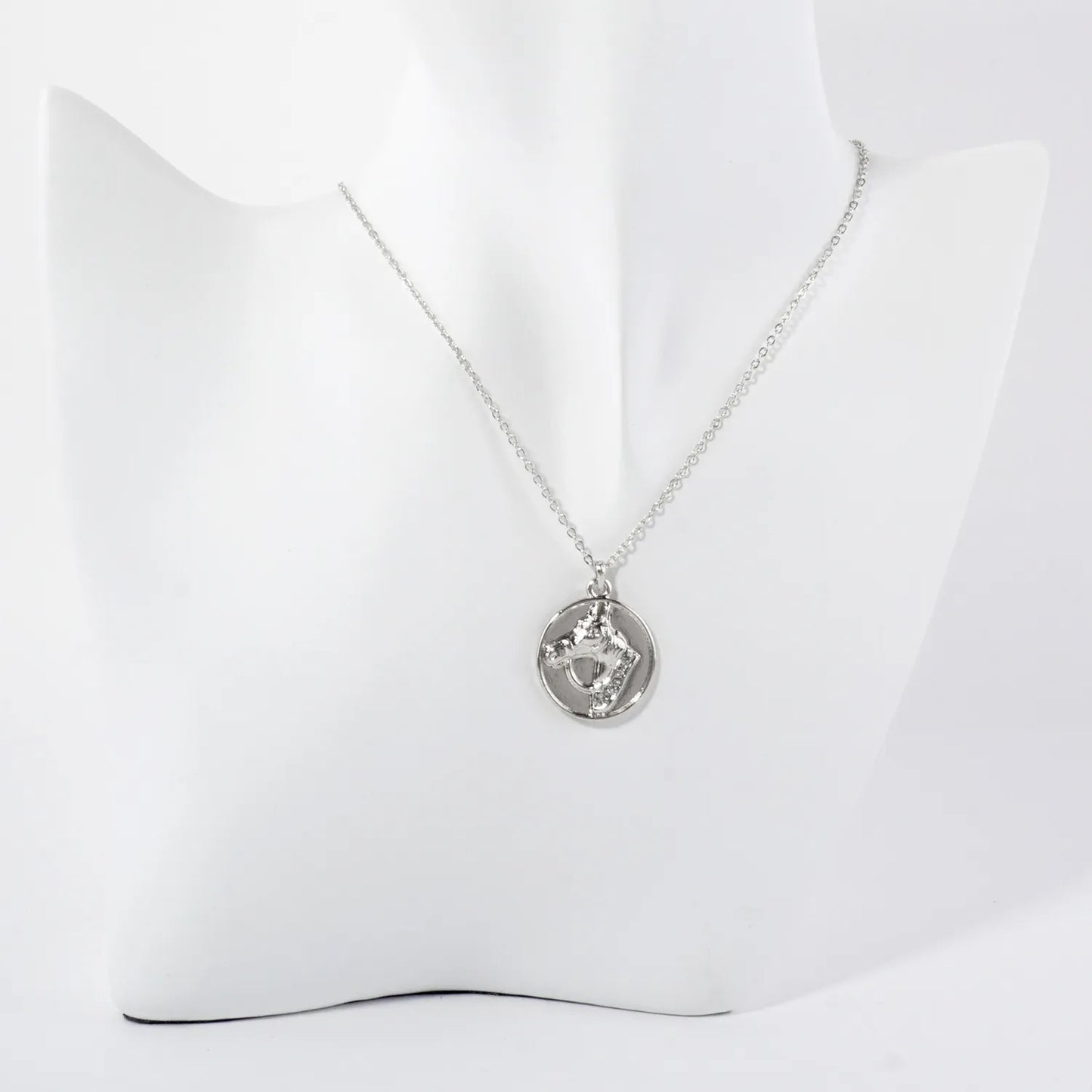 Crystal Detail Horse Medallion Necklace