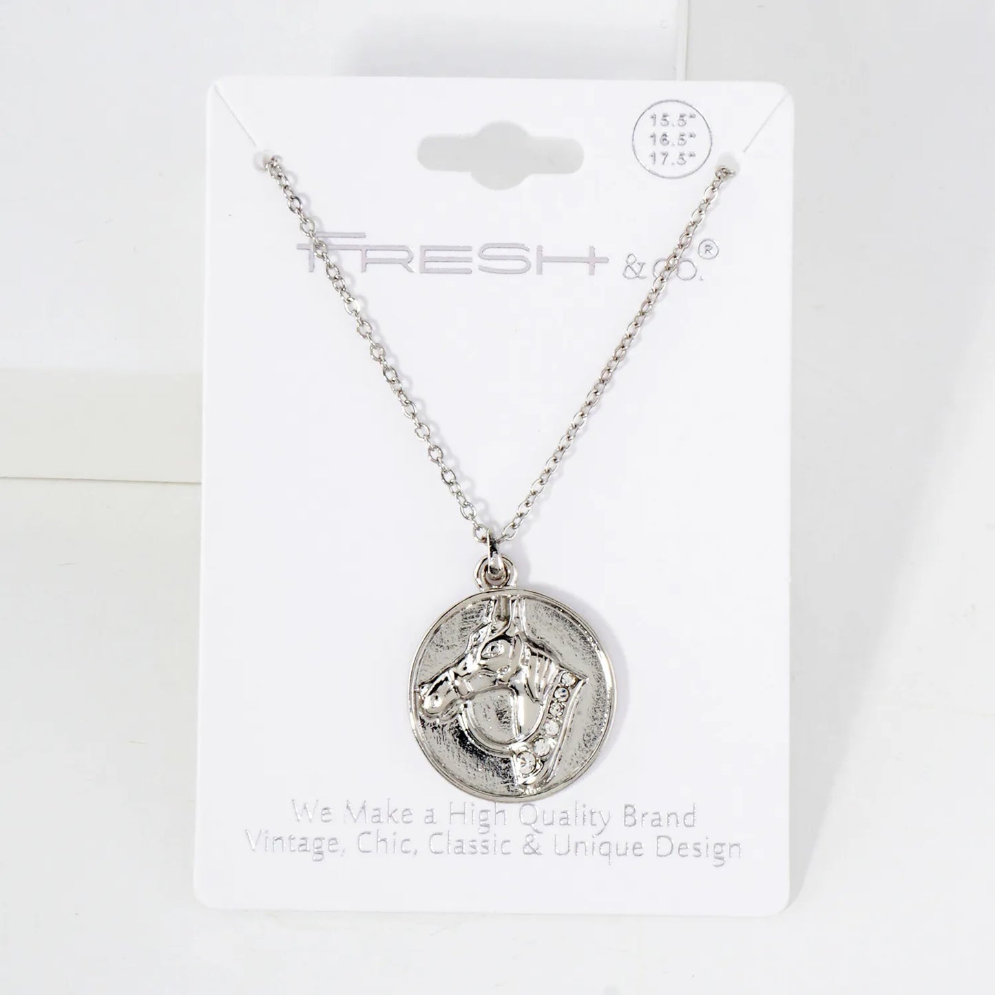 Crystal Detail Horse Medallion Necklace