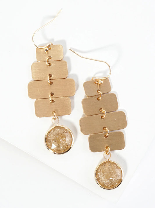 Crystal Drop Geometric Dangle Earrings