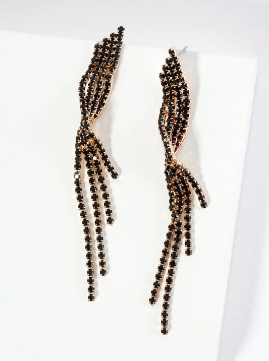 Crystal Earrings With Four Beautifully Cascading Strands Of Rhinestones
