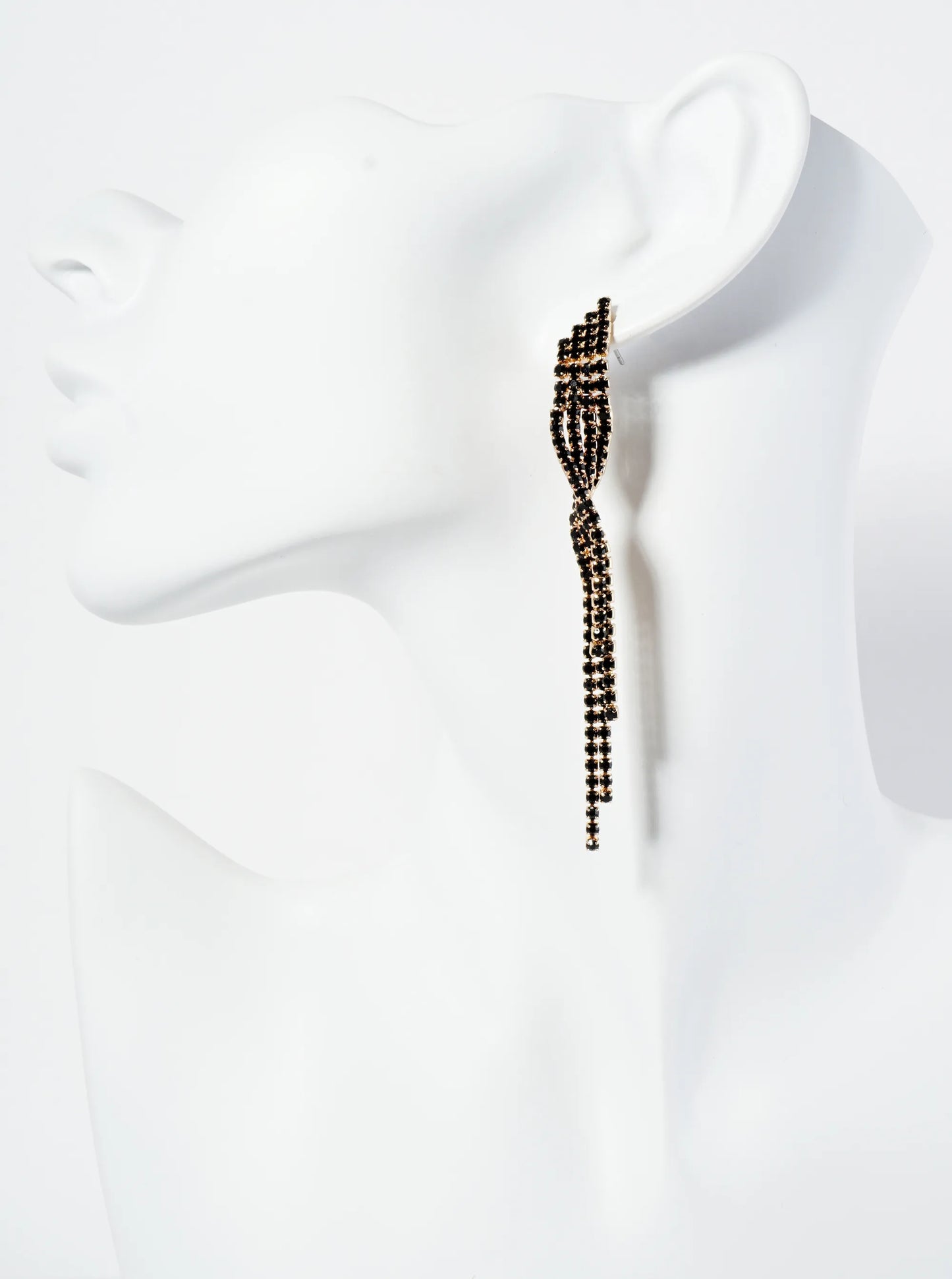 Crystal Earrings With Four Beautifully Cascading Strands Of Rhinestones