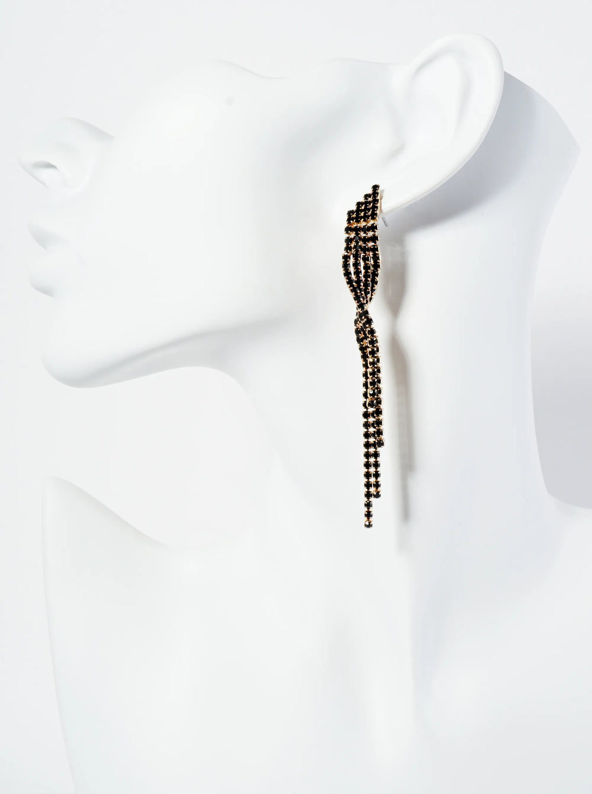 Crystal Earrings With Four Beautifully Cascading Strands Of Rhinestones