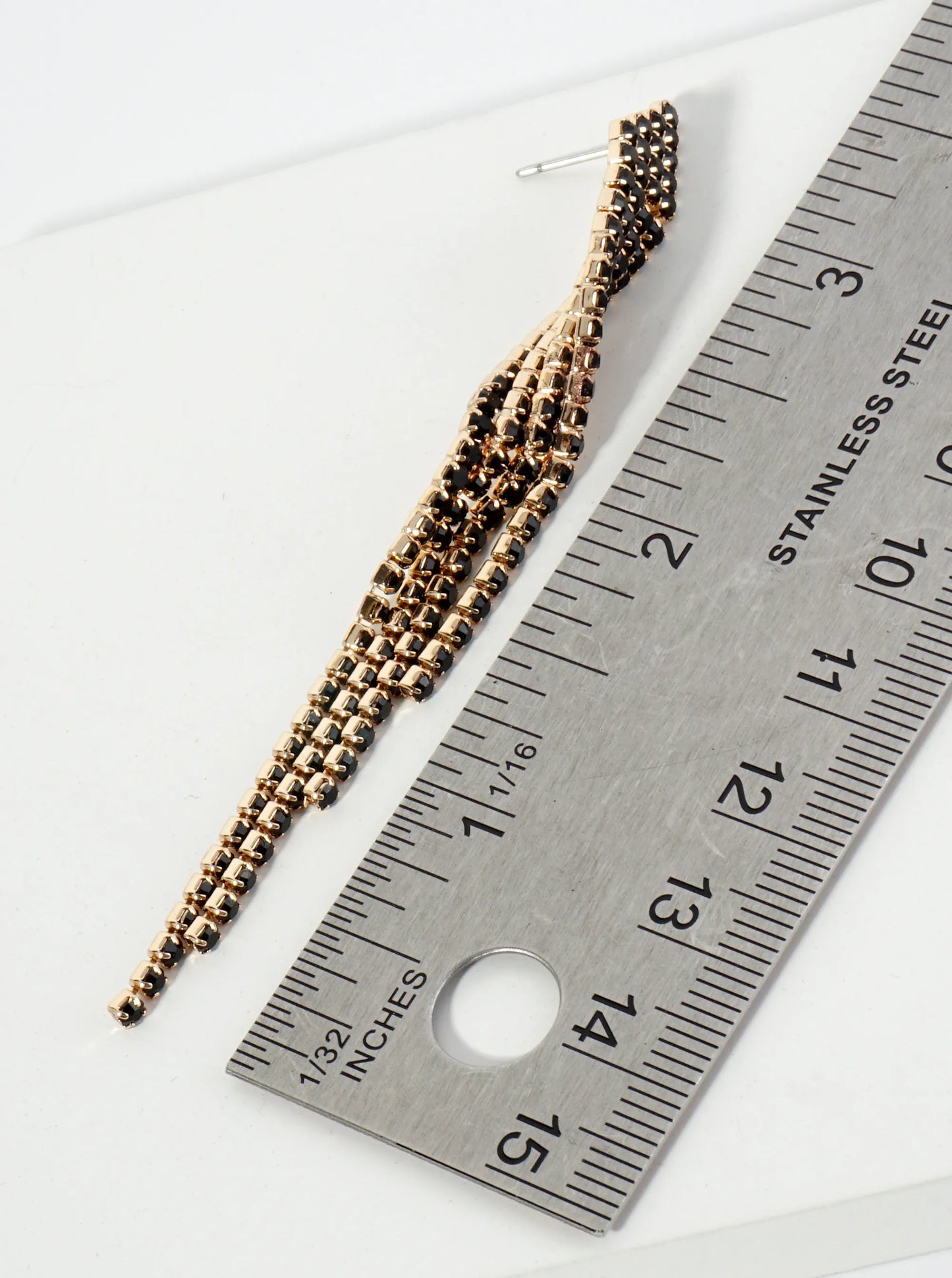Crystal Earrings With Four Beautifully Cascading Strands Of Rhinestones