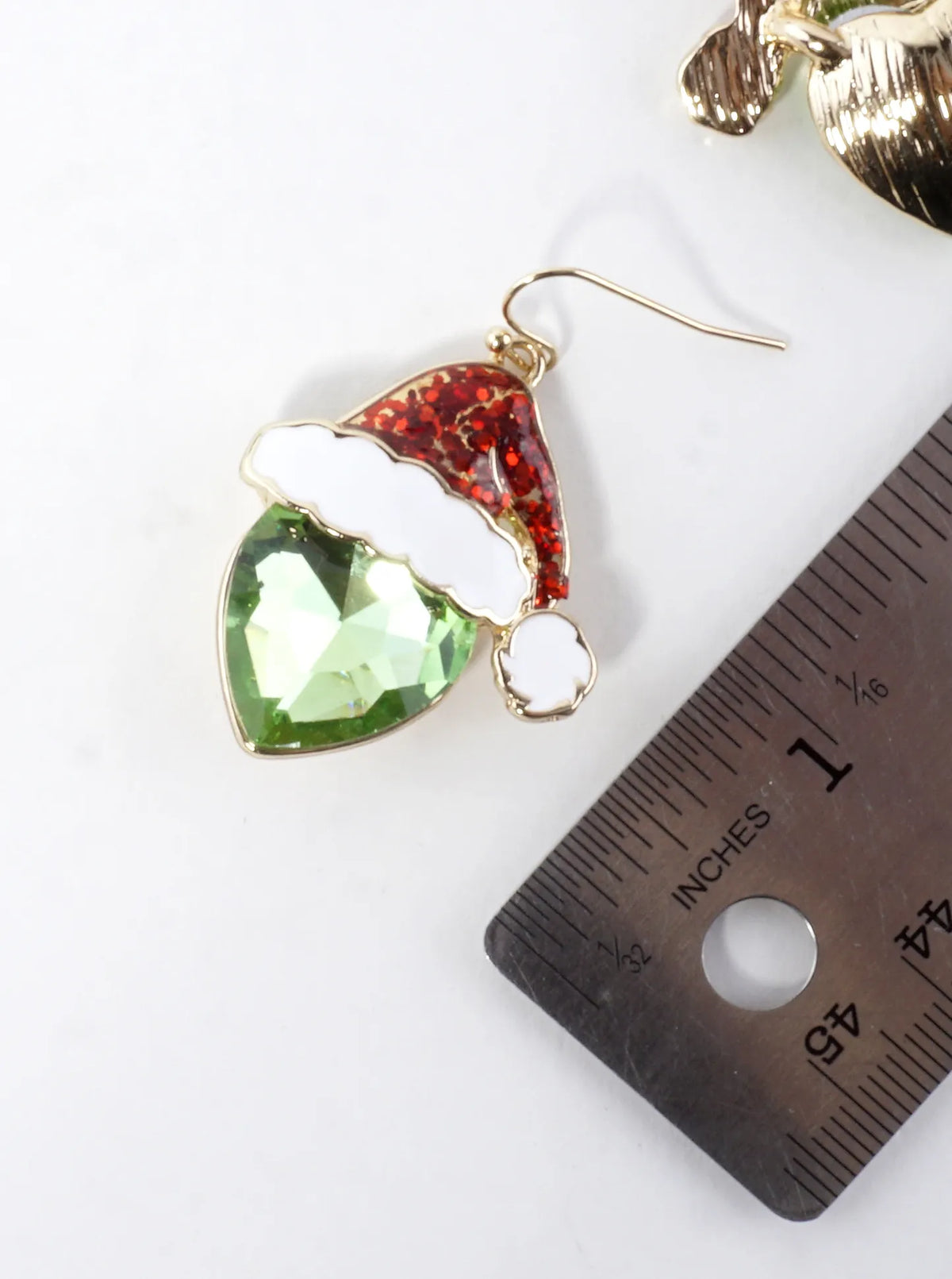 Crystal Grinch With Santa Hat Glass Drop Earrings