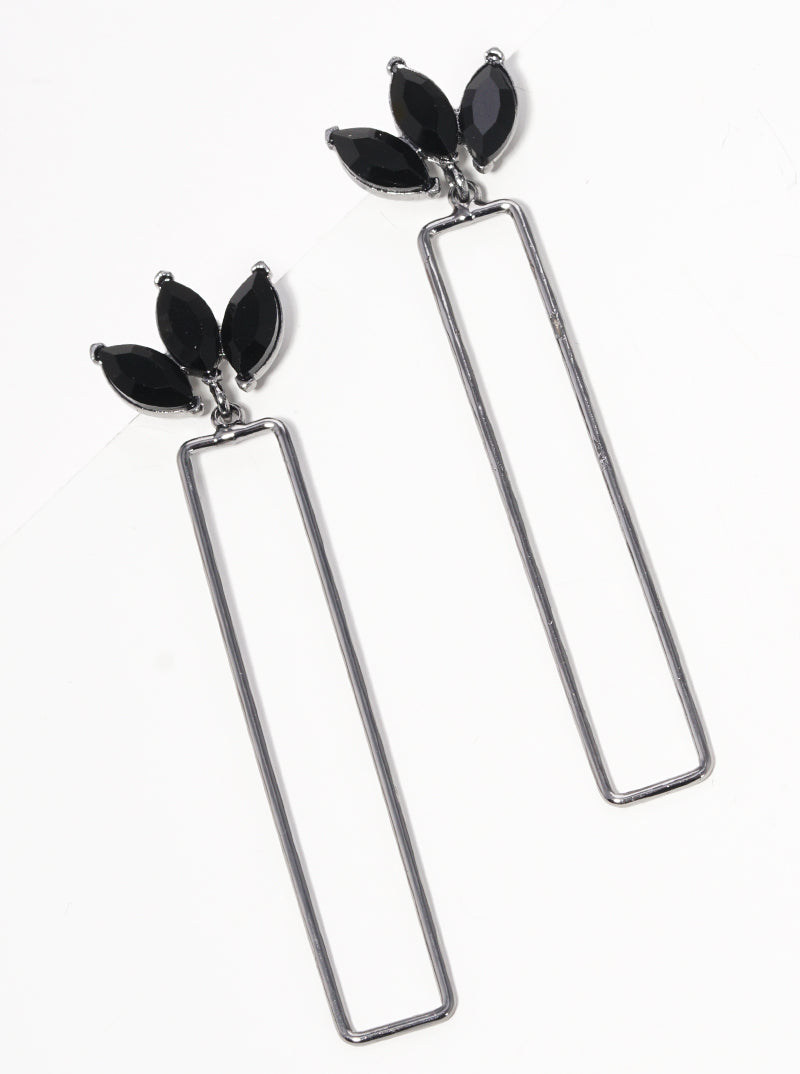 Crystal Hammered Rectangle Drop Dangle Earrings