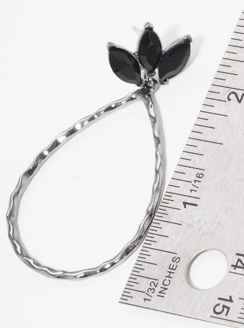 Crystal Hammered Teardrop Dangle Drop Earrings