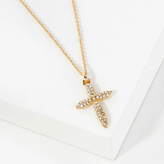 Crystal-Pave 1-Inch Cross Pendant Necklace