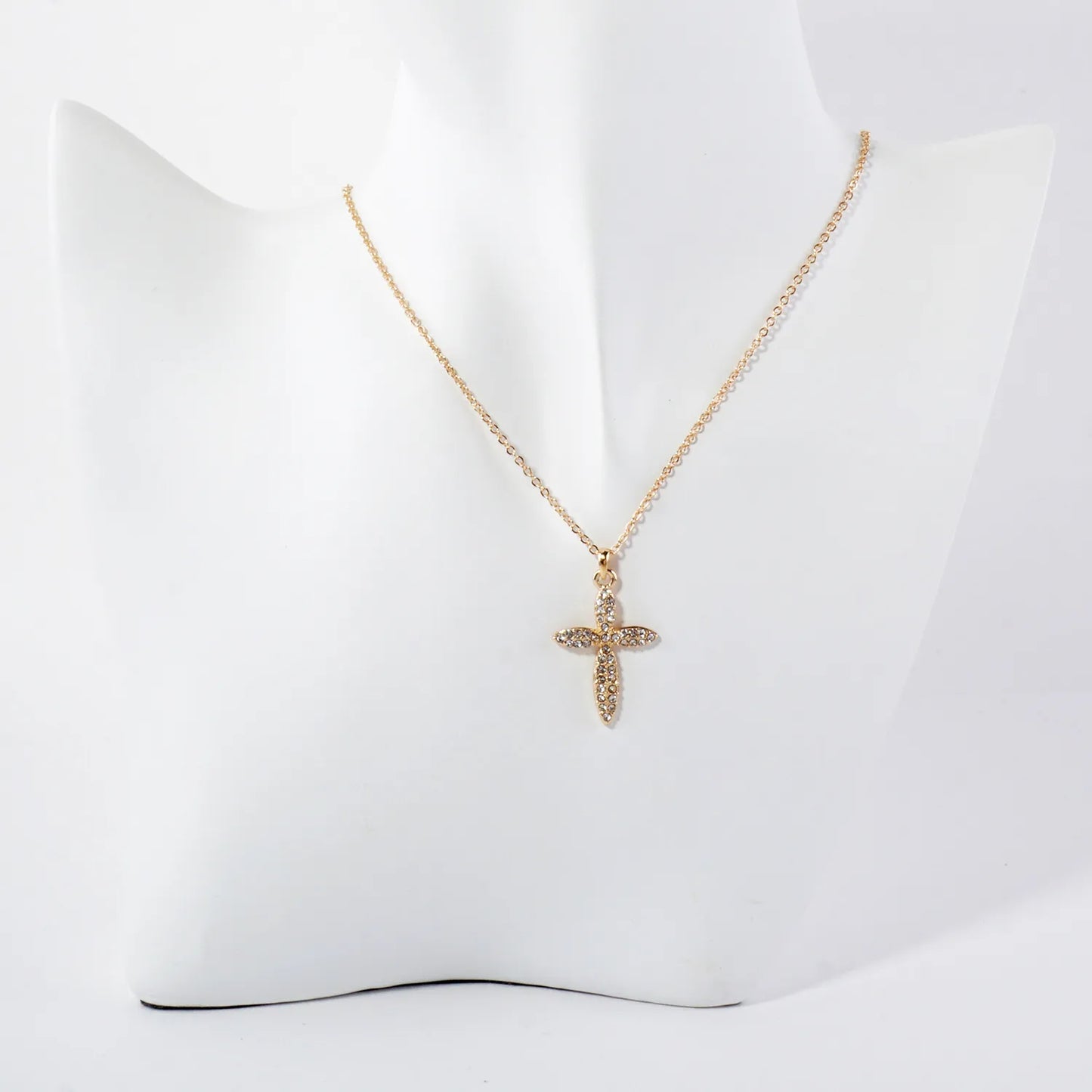 Crystal-Pave 1-Inch Cross Pendant Necklace