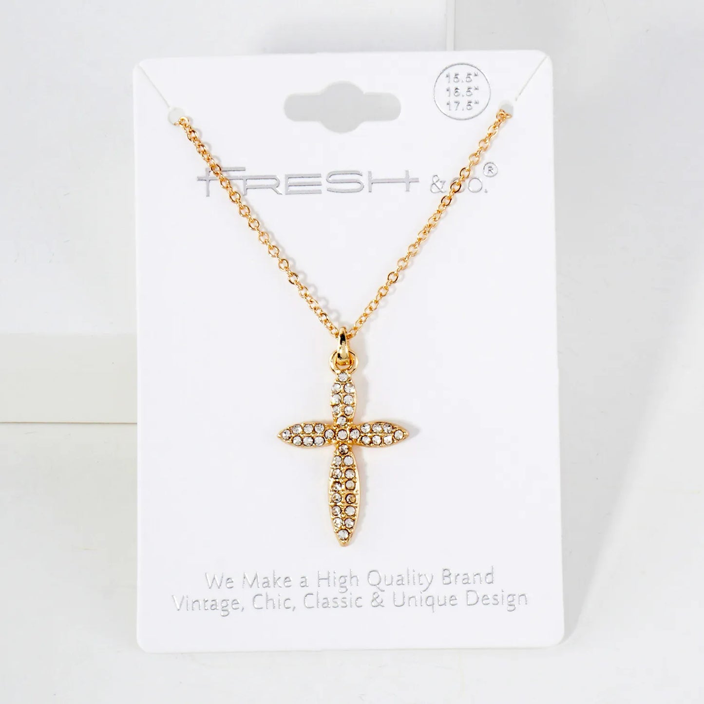 Crystal-Pave 1-Inch Cross Pendant Necklace