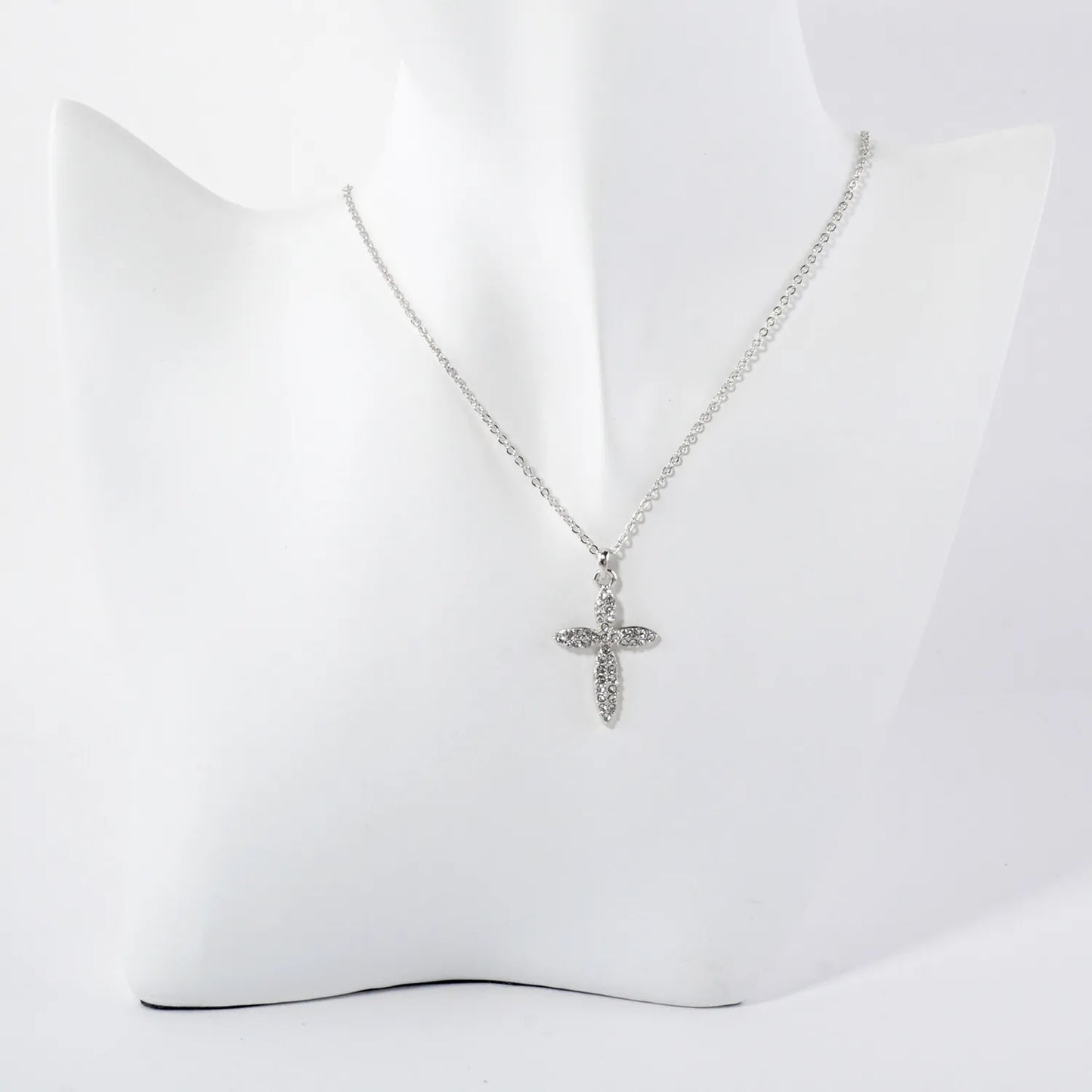 Crystal-Pave 1-Inch Cross Pendant Necklace