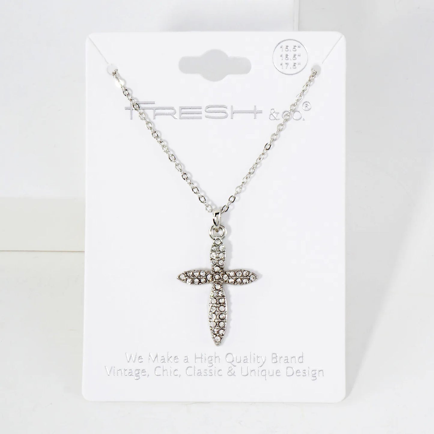 Crystal-Pave 1-Inch Cross Pendant Necklace