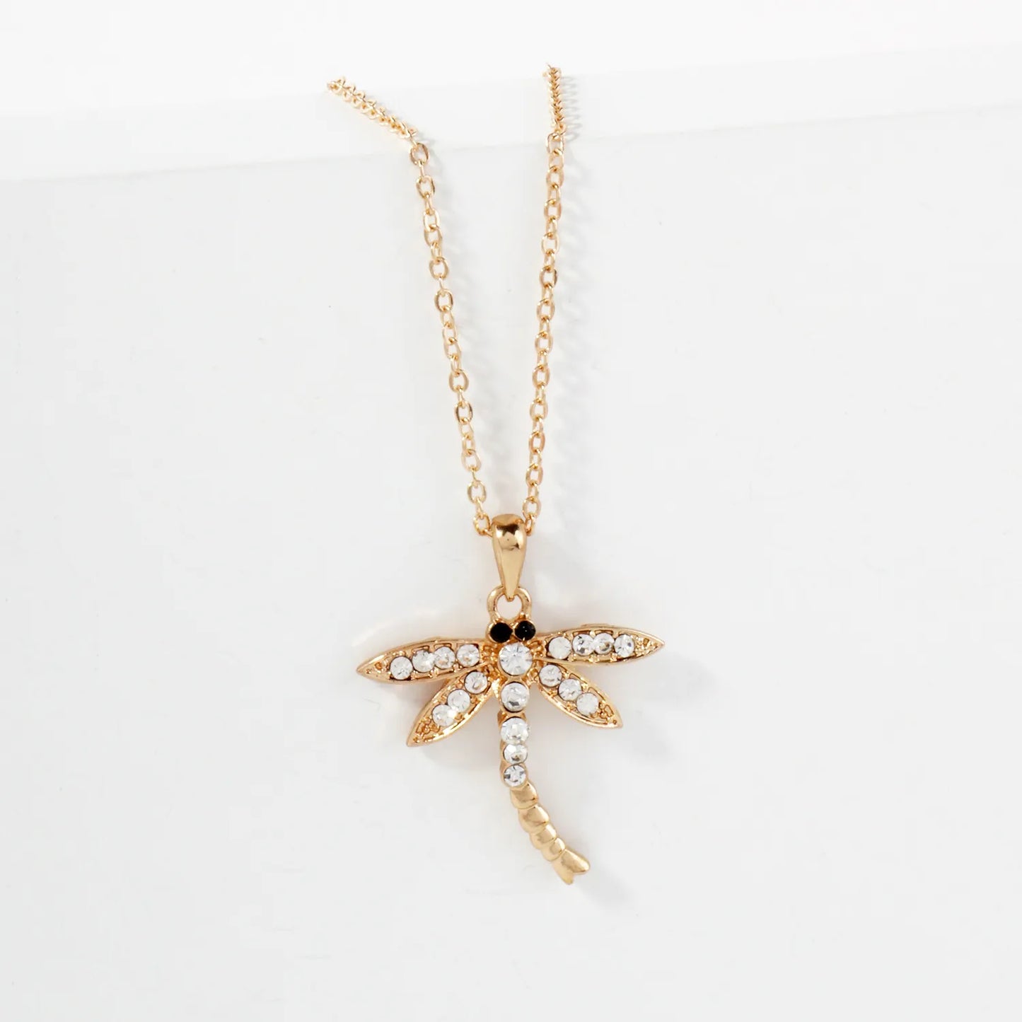 Crystal-Pave 1-Inch Dragonfly Pendant Necklace