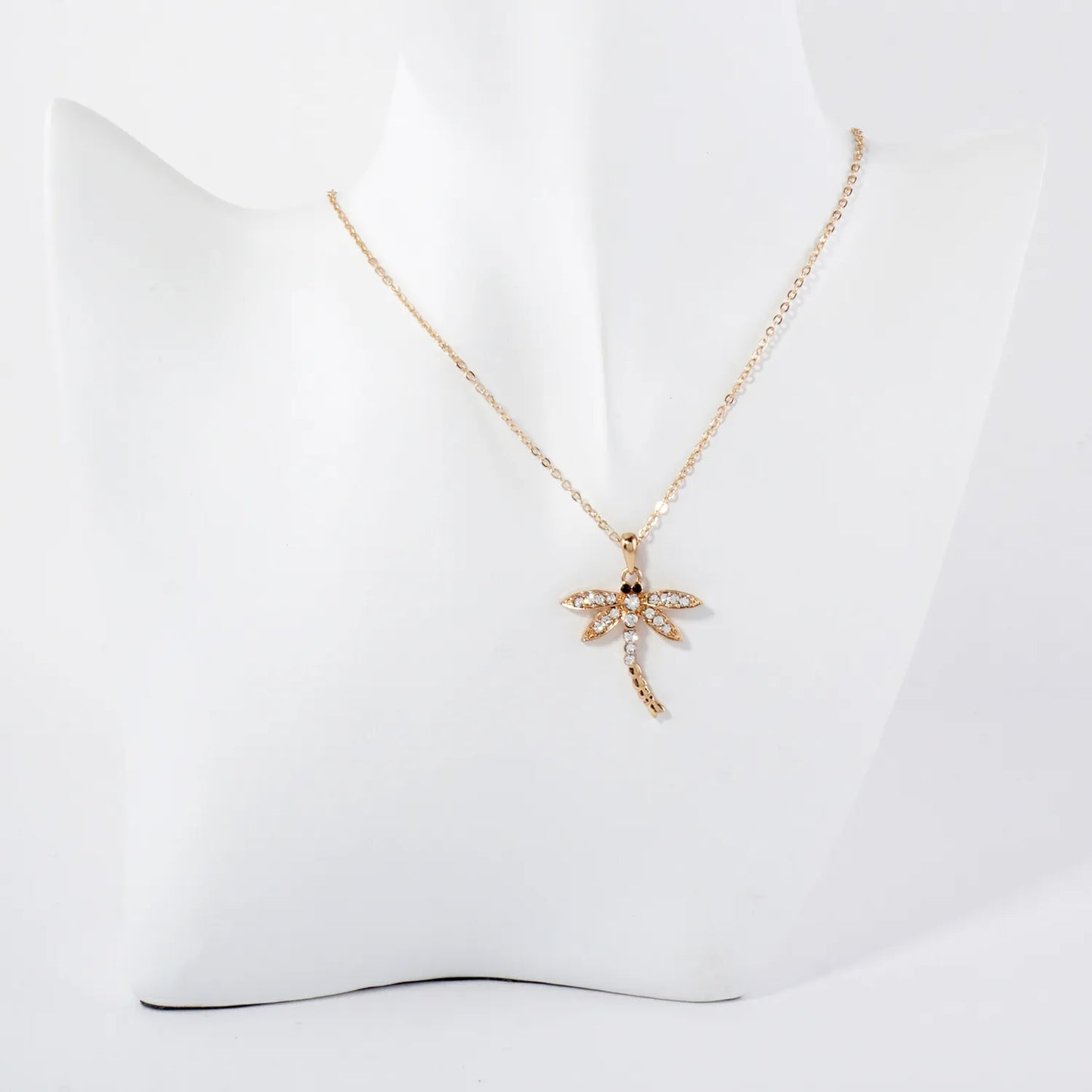 Crystal-Pave 1-Inch Dragonfly Pendant Necklace