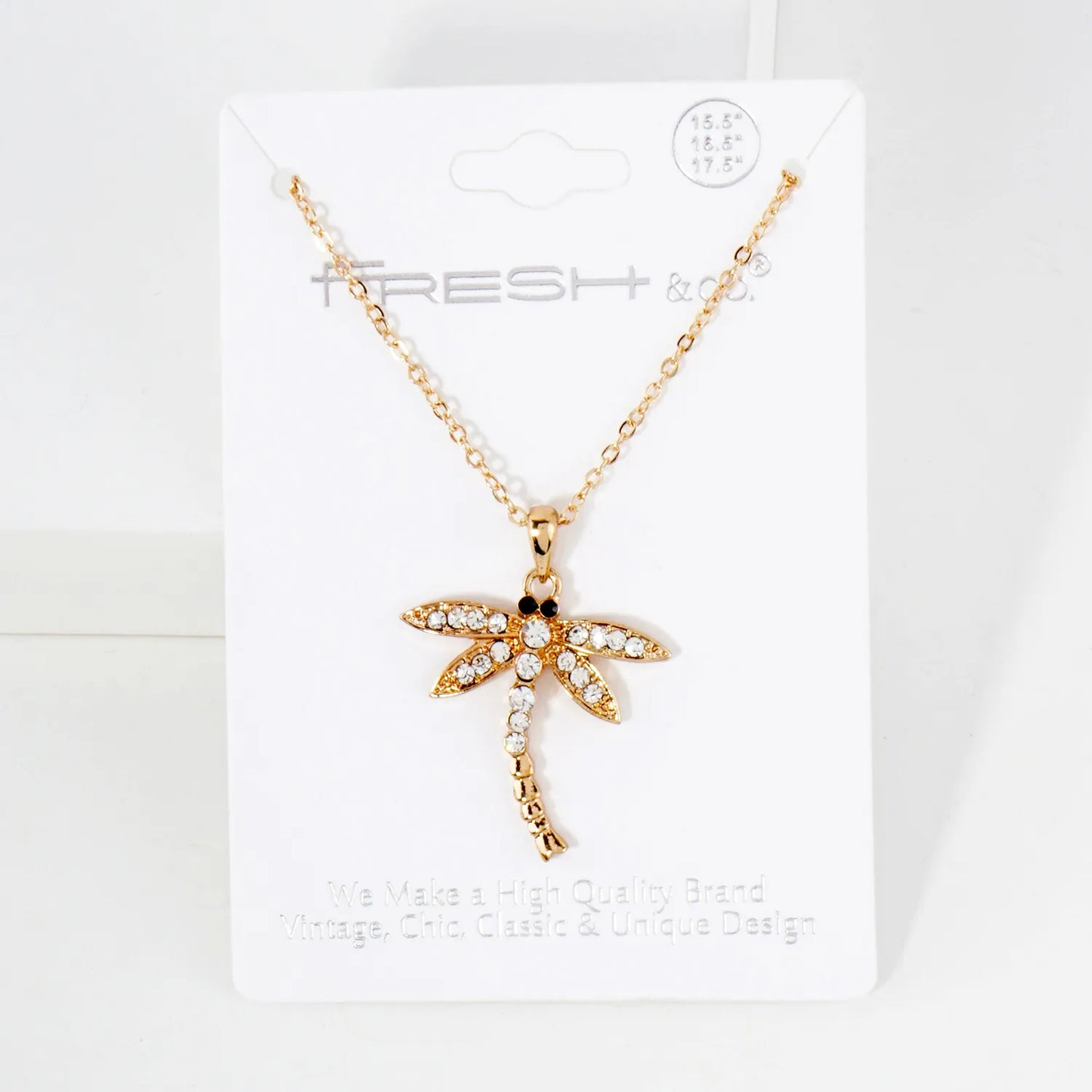 Crystal-Pave 1-Inch Dragonfly Pendant Necklace