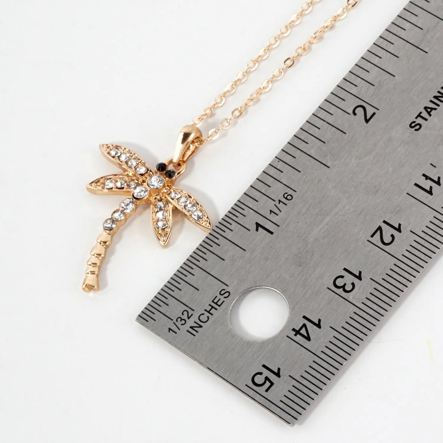 Crystal-Pave 1-Inch Dragonfly Pendant Necklace