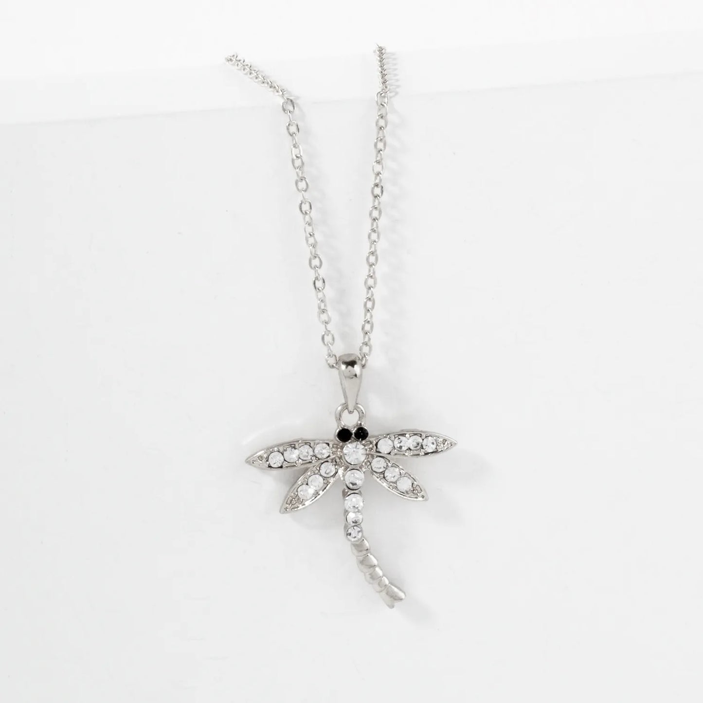 Crystal-Pave 1-Inch Dragonfly Pendant Necklace