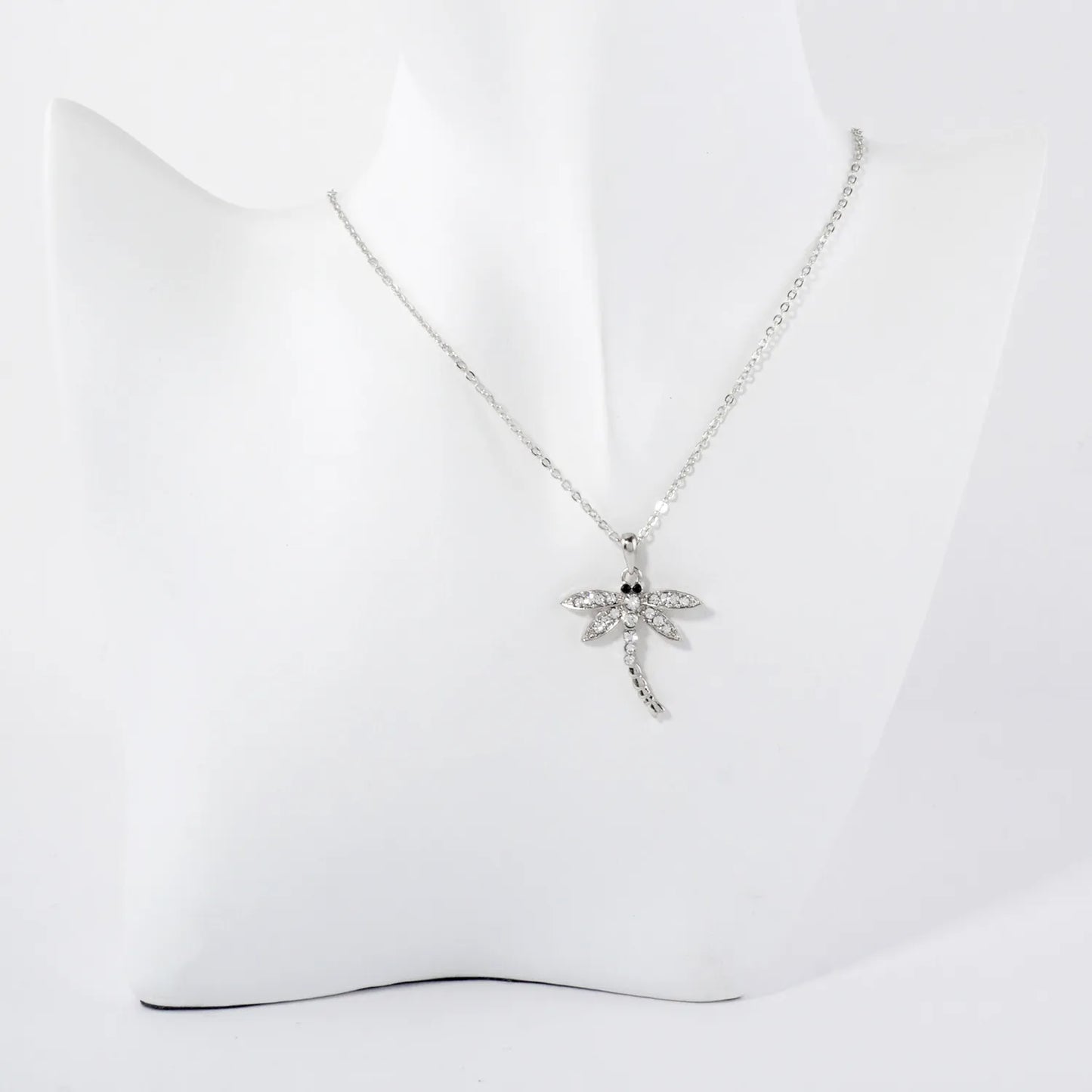 Crystal-Pave 1-Inch Dragonfly Pendant Necklace