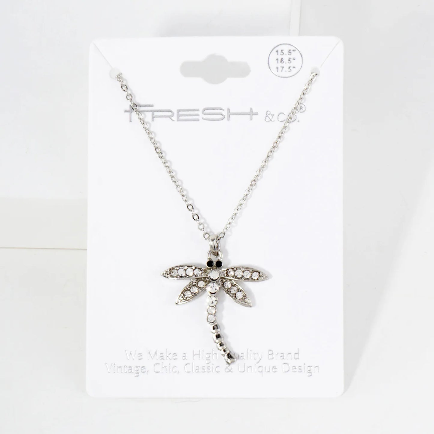 Crystal-Pave 1-Inch Dragonfly Pendant Necklace