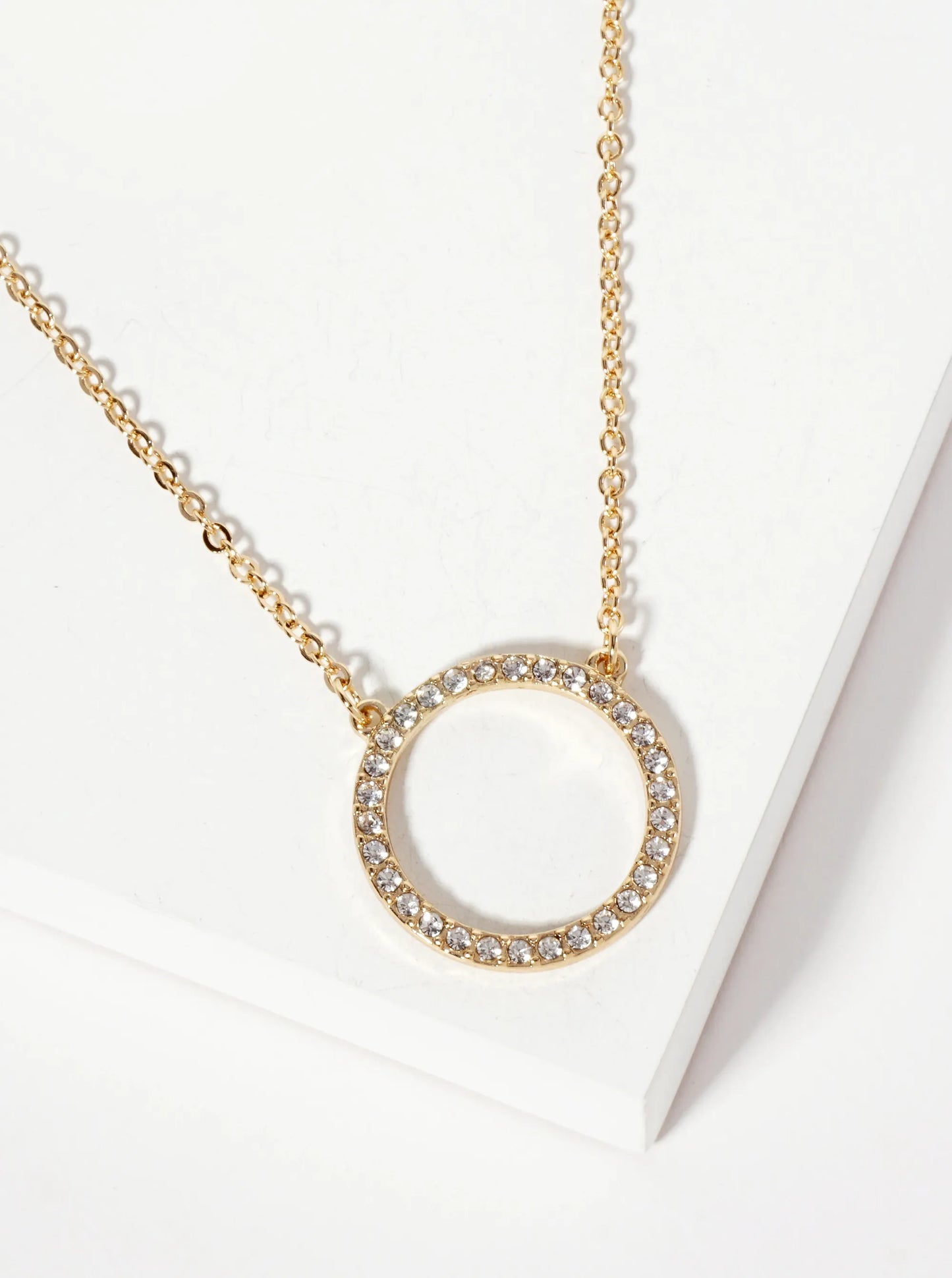 Crystal-Pave 1-inch Circle Pendant Necklace