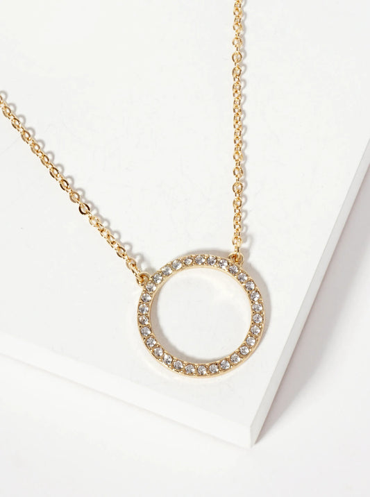 Crystal-Pave 1-inch Circle Pendant Necklace