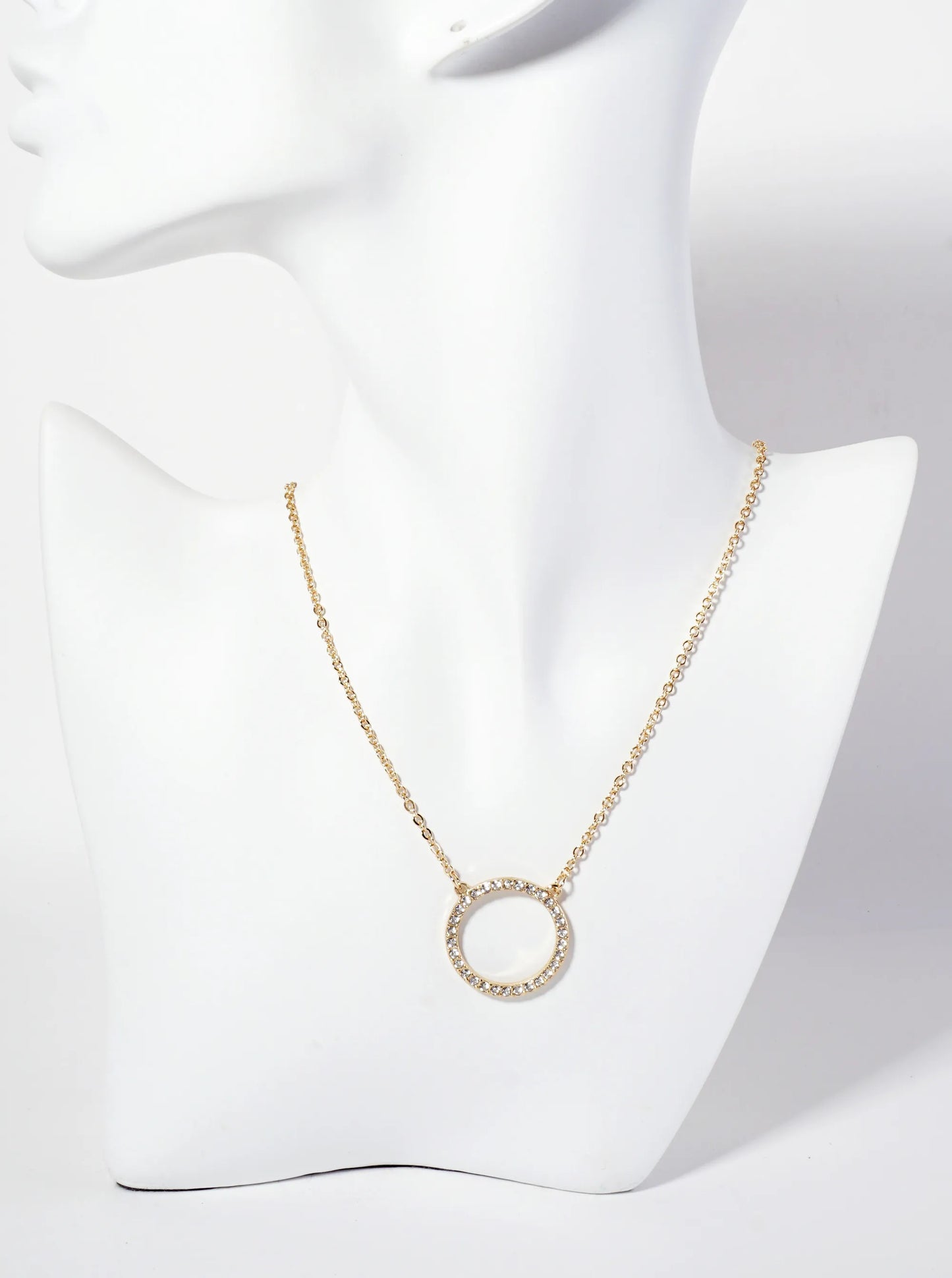 Crystal-Pave 1-inch Circle Pendant Necklace