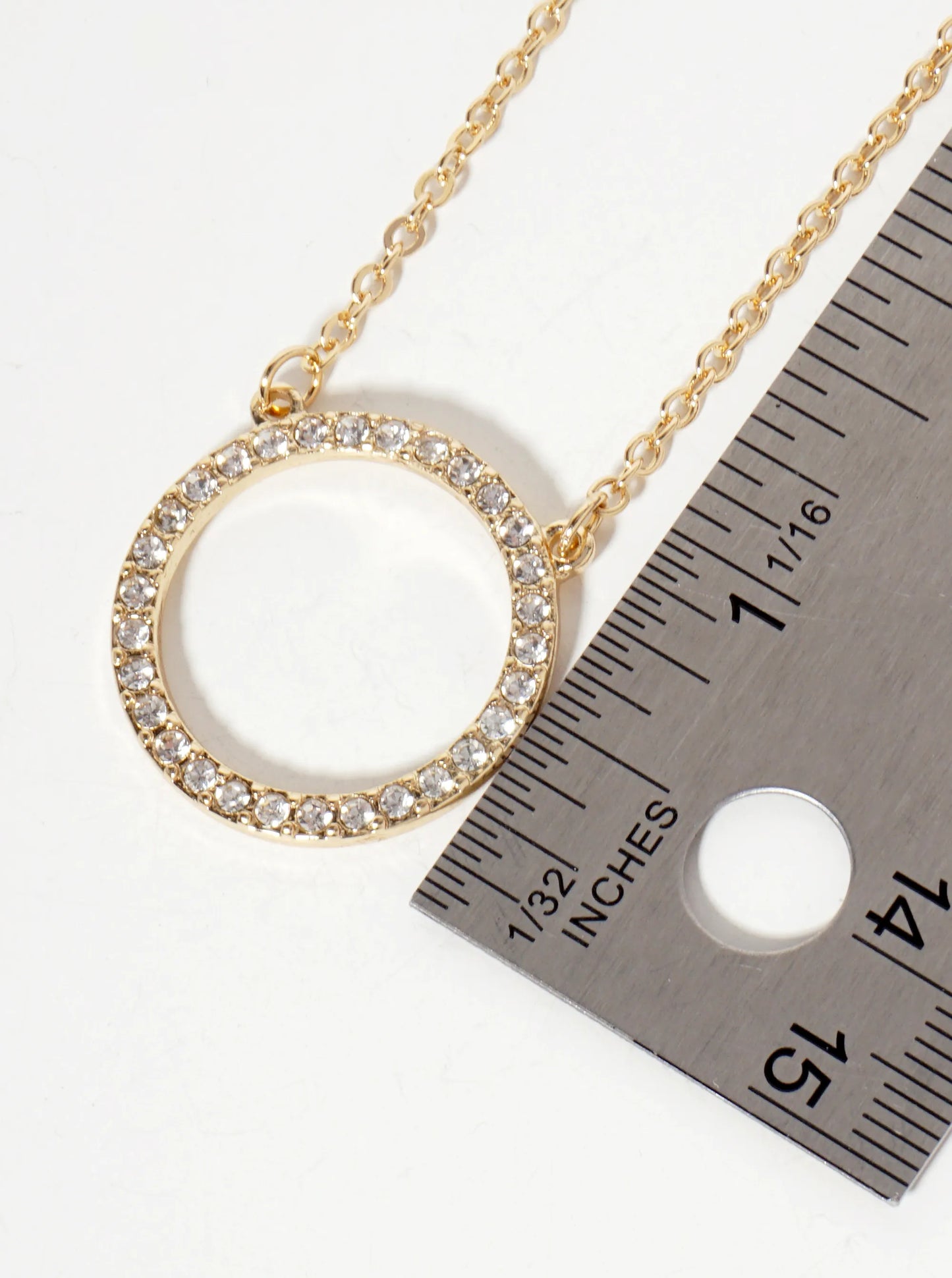 Crystal-Pave 1-inch Circle Pendant Necklace
