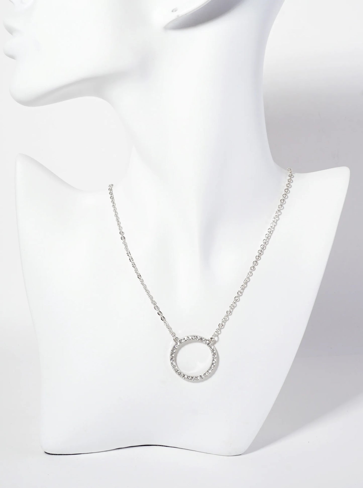 Crystal-Pave 1-inch Circle Pendant Necklace