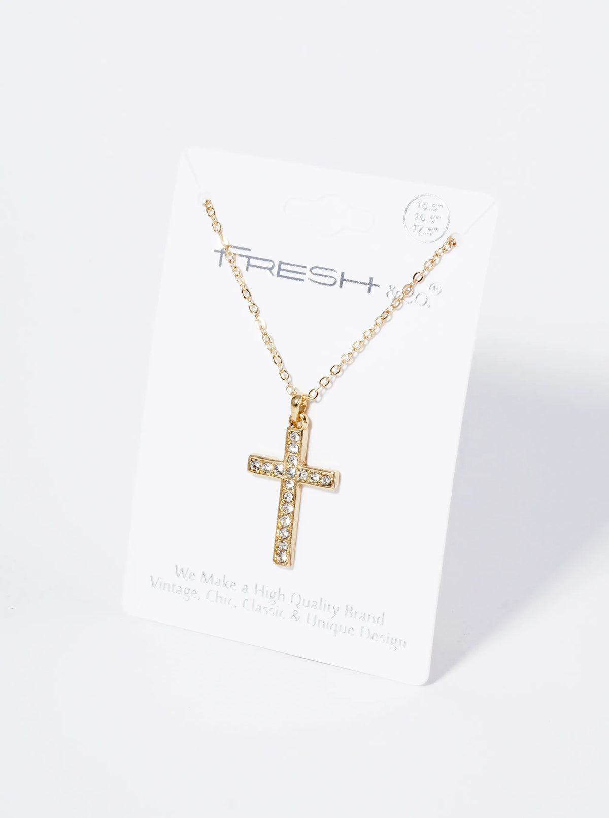 Crystal Pave 1 Inch Cross Pendant Necklace