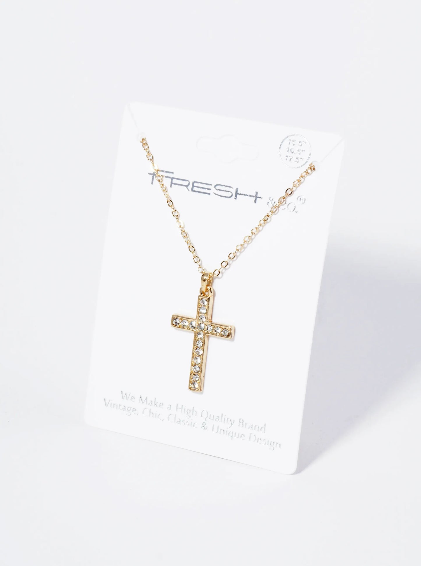 Crystal Pave 1 Inch Cross Pendant Necklace