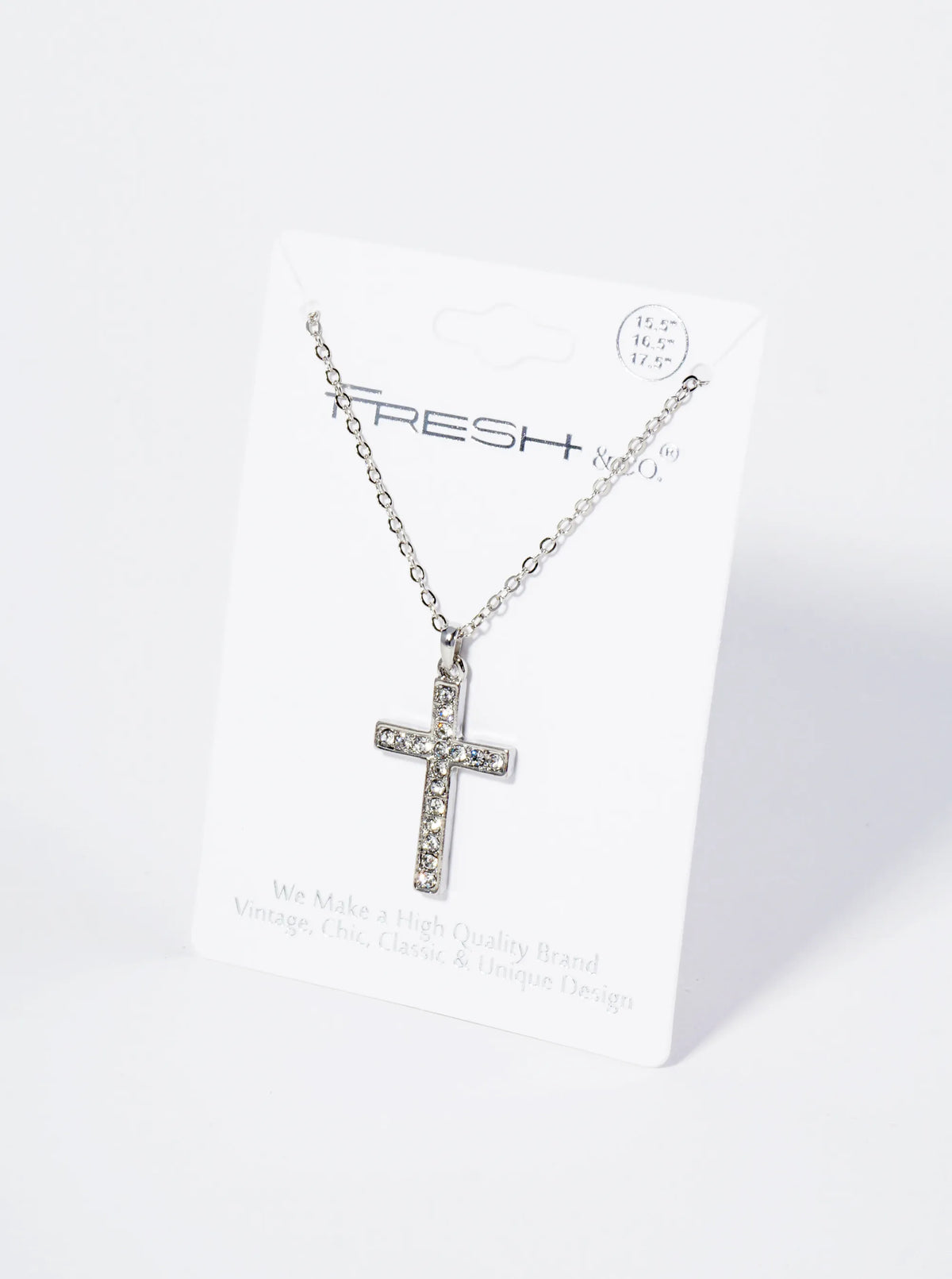Crystal Pave 1 Inch Cross Pendant Necklace