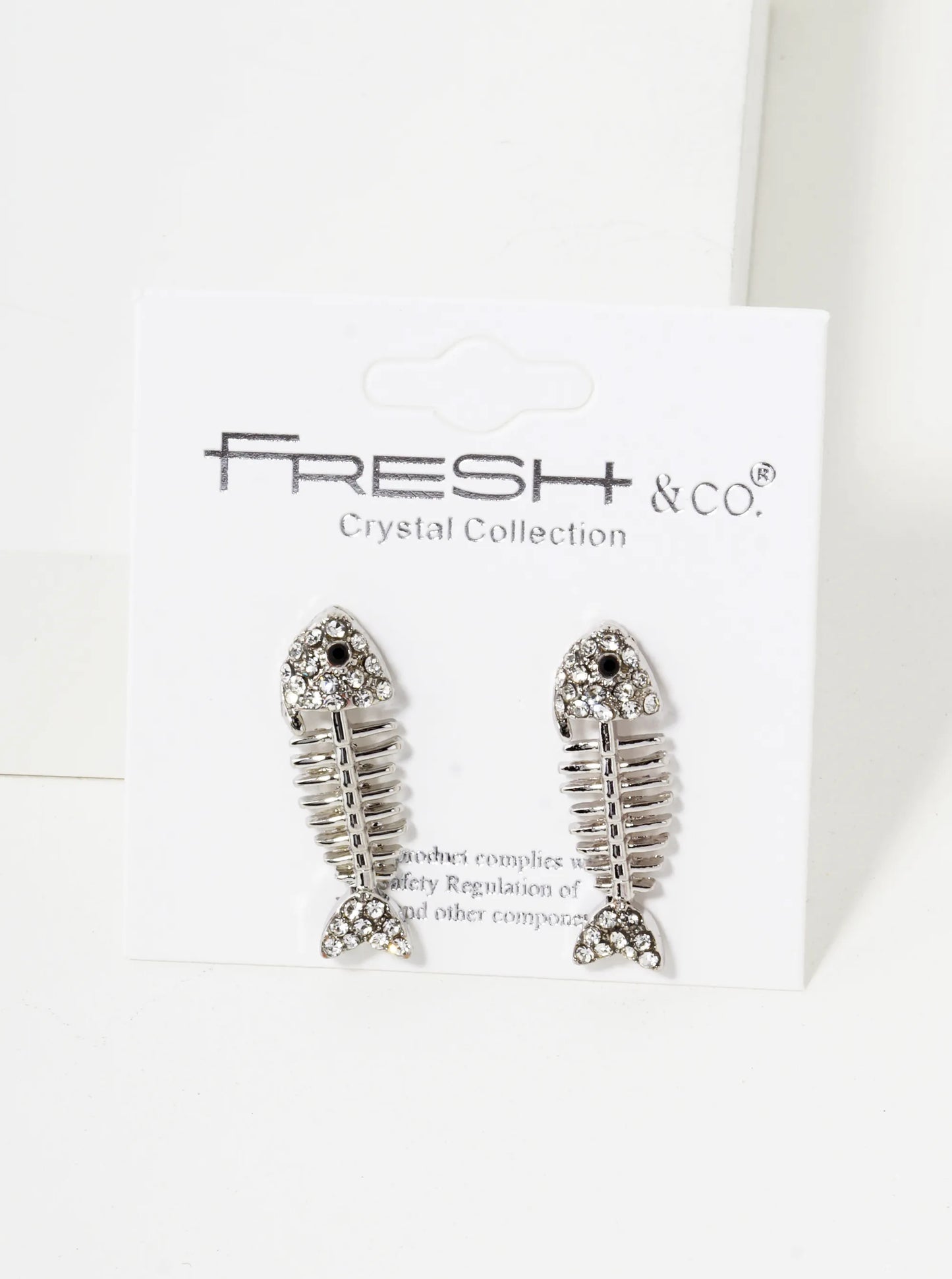 Crystal Pave 1 Inch Fishbone Stud Earrings