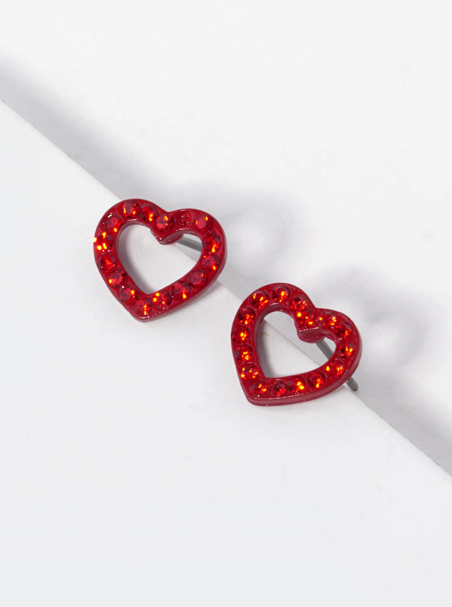 Crystal Pave 10mm Dainty Heart Stud Earrings