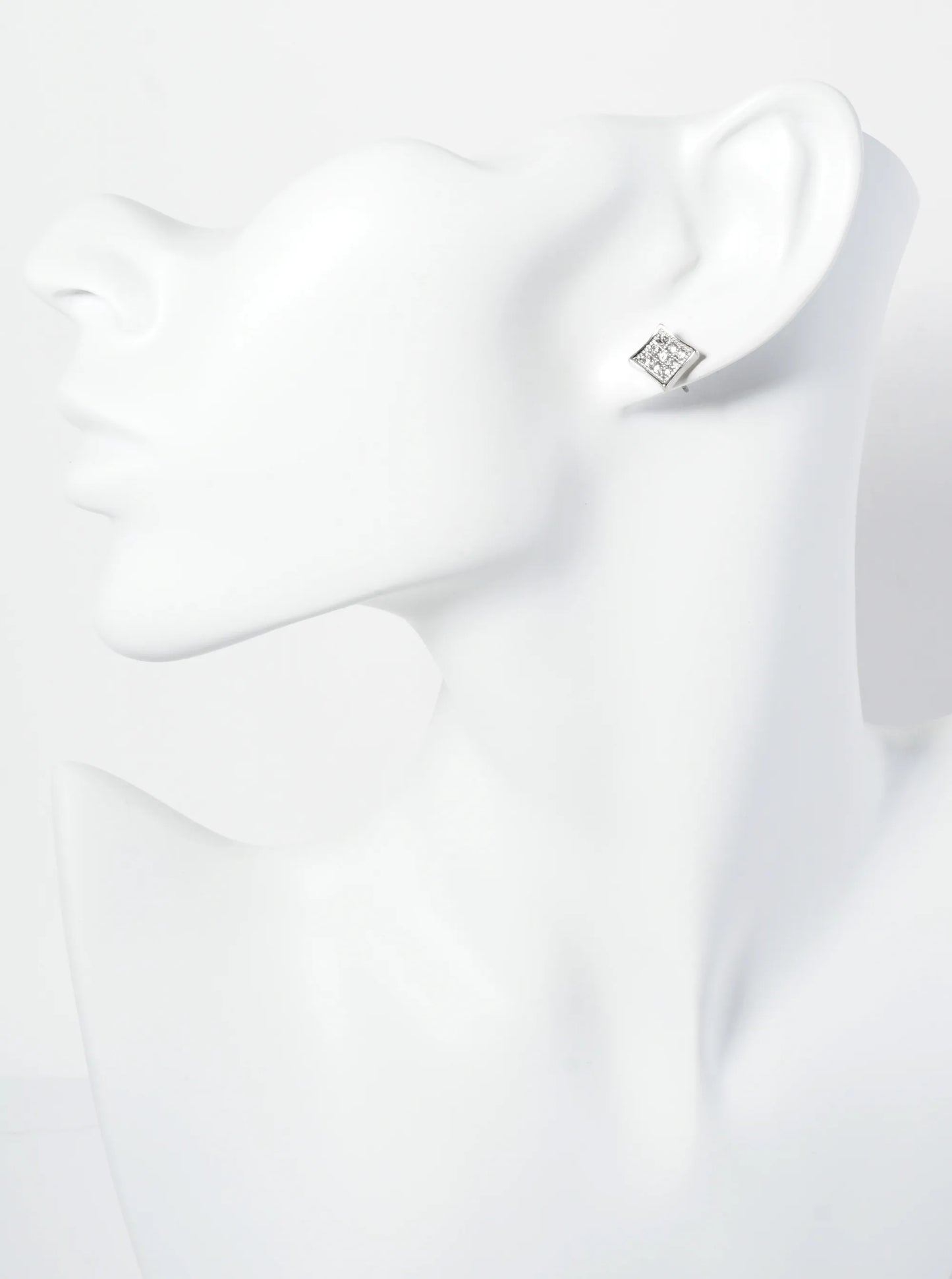 Crystal Pave 10mm Diamond Shape Stud Earrings