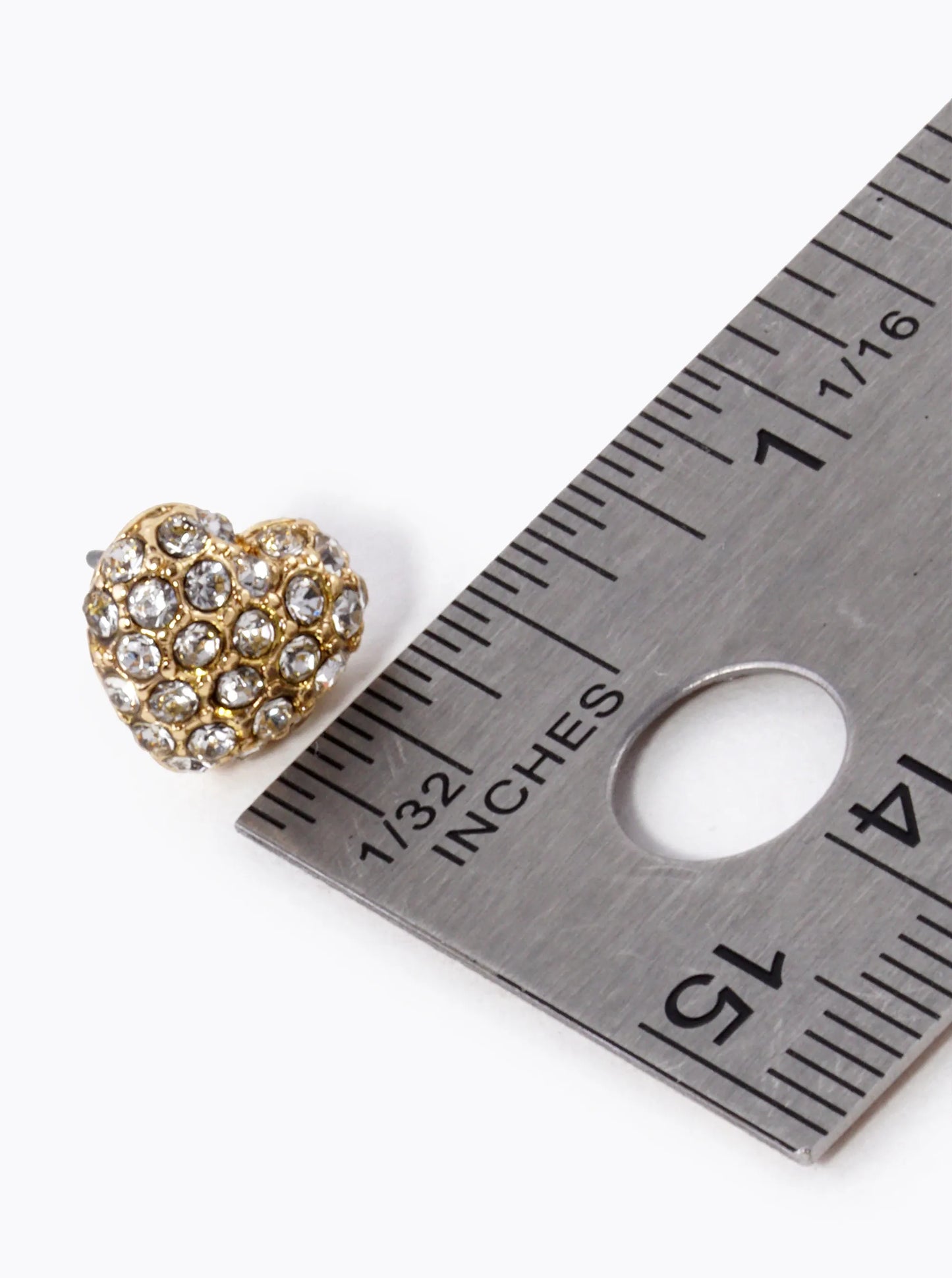 Crystal Pave 10mm Puffy Heart Stud Earrings