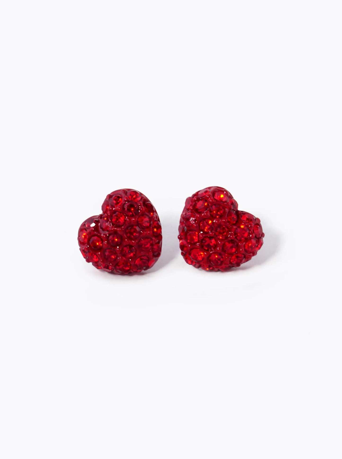 Crystal Pave 10mm Puffy Heart Stud Earrings